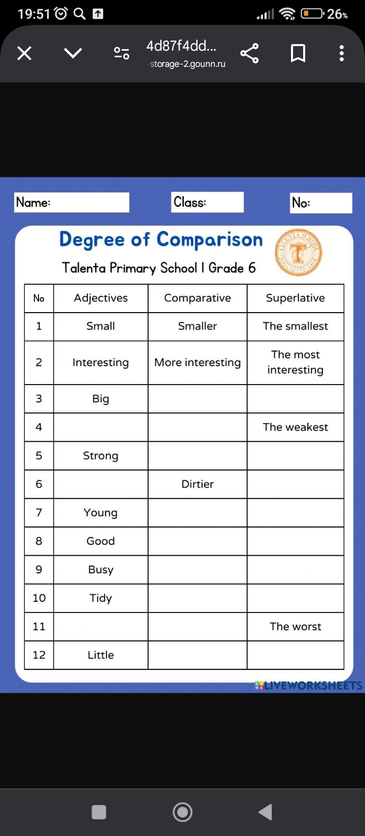 Фото задания: Fill in the missing comparative and superlative degrees of adjectives in the table.