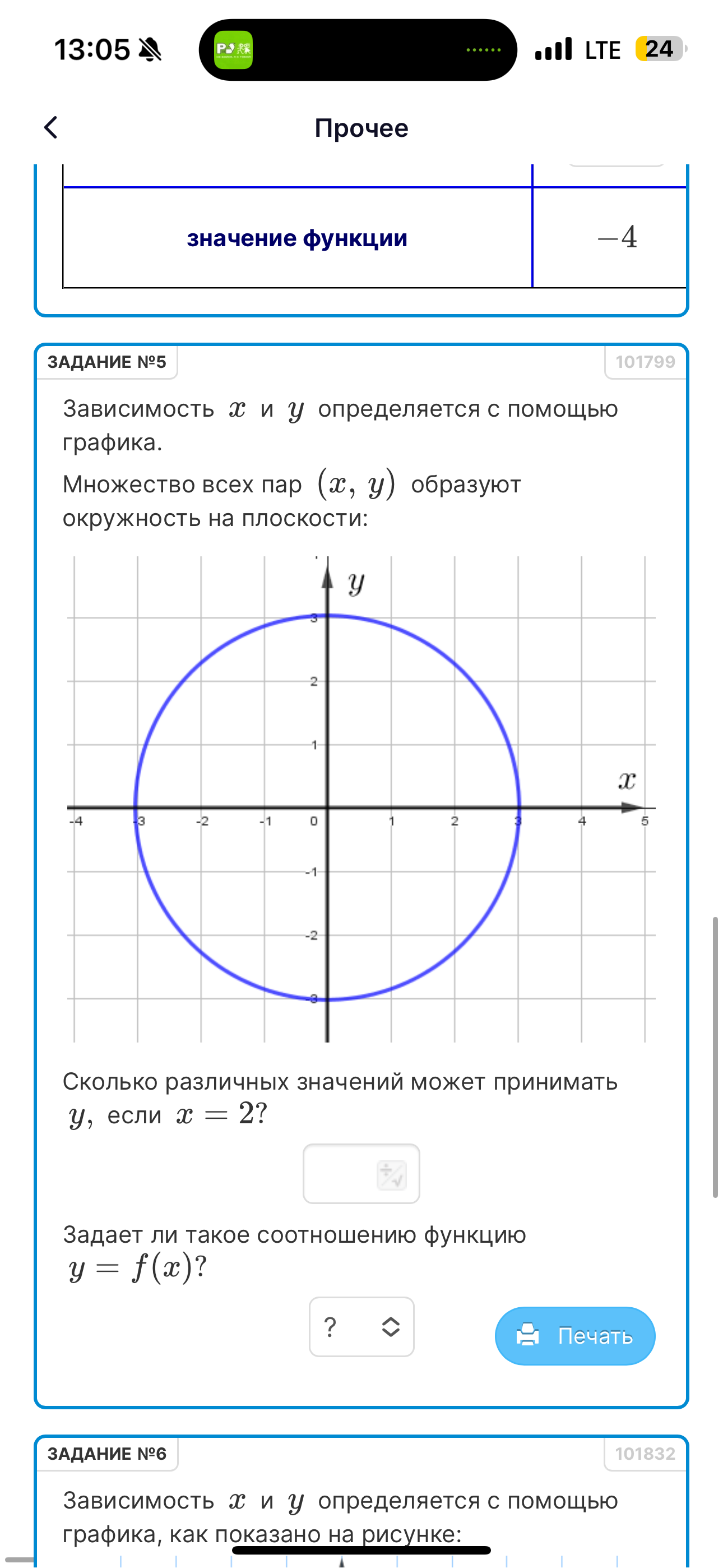 Фото задания: Зависимость $x$ и $y$ определяется с помощью графика. Множество всех пар $(x, y)$ образуют окружность на плоскости. Сколько…