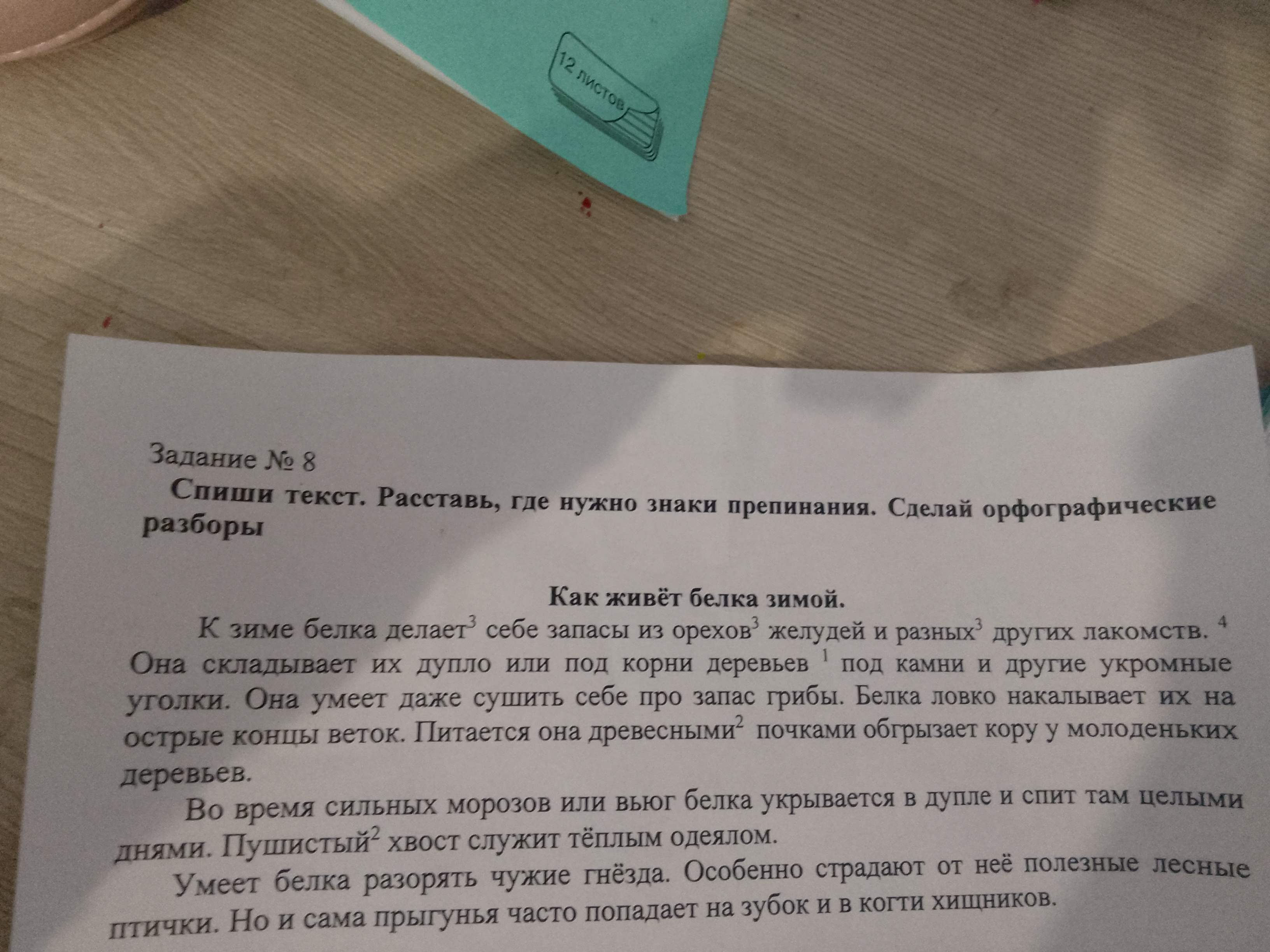 Фото задания: Спиши текст. Расставь, где нужно, знаки препинания. Сделай орфографические разборы.