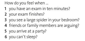 Фото задания: How do you feel when... 1 you have an exam in ten minutes? 2 your exam finishes? 3 you see a large spider in your bedroom?…