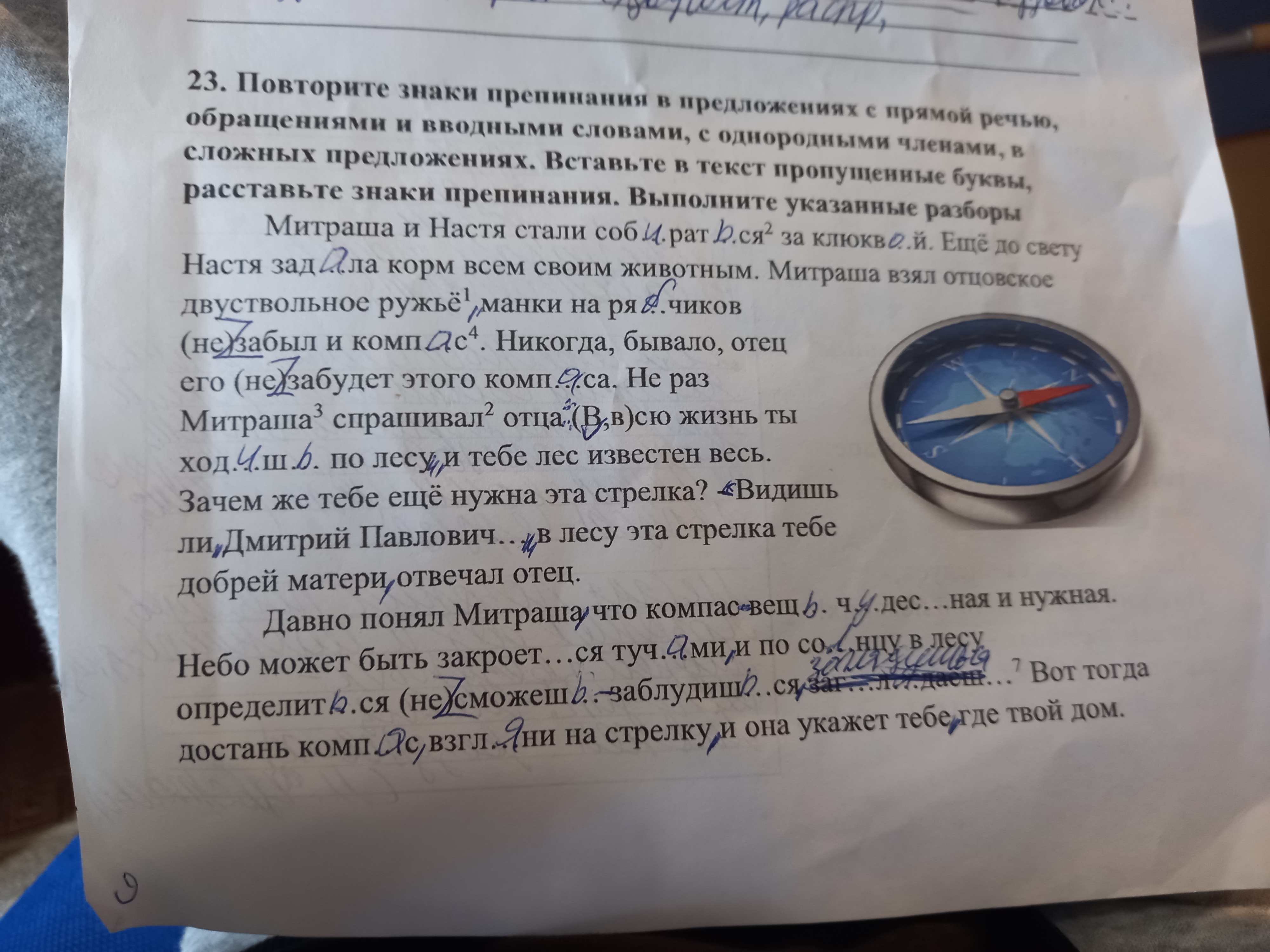 Фото задания: Повторите знаки препинания в предложениях с прямой речью, обращениями и вводными словами, с однородными членами, в сложных…