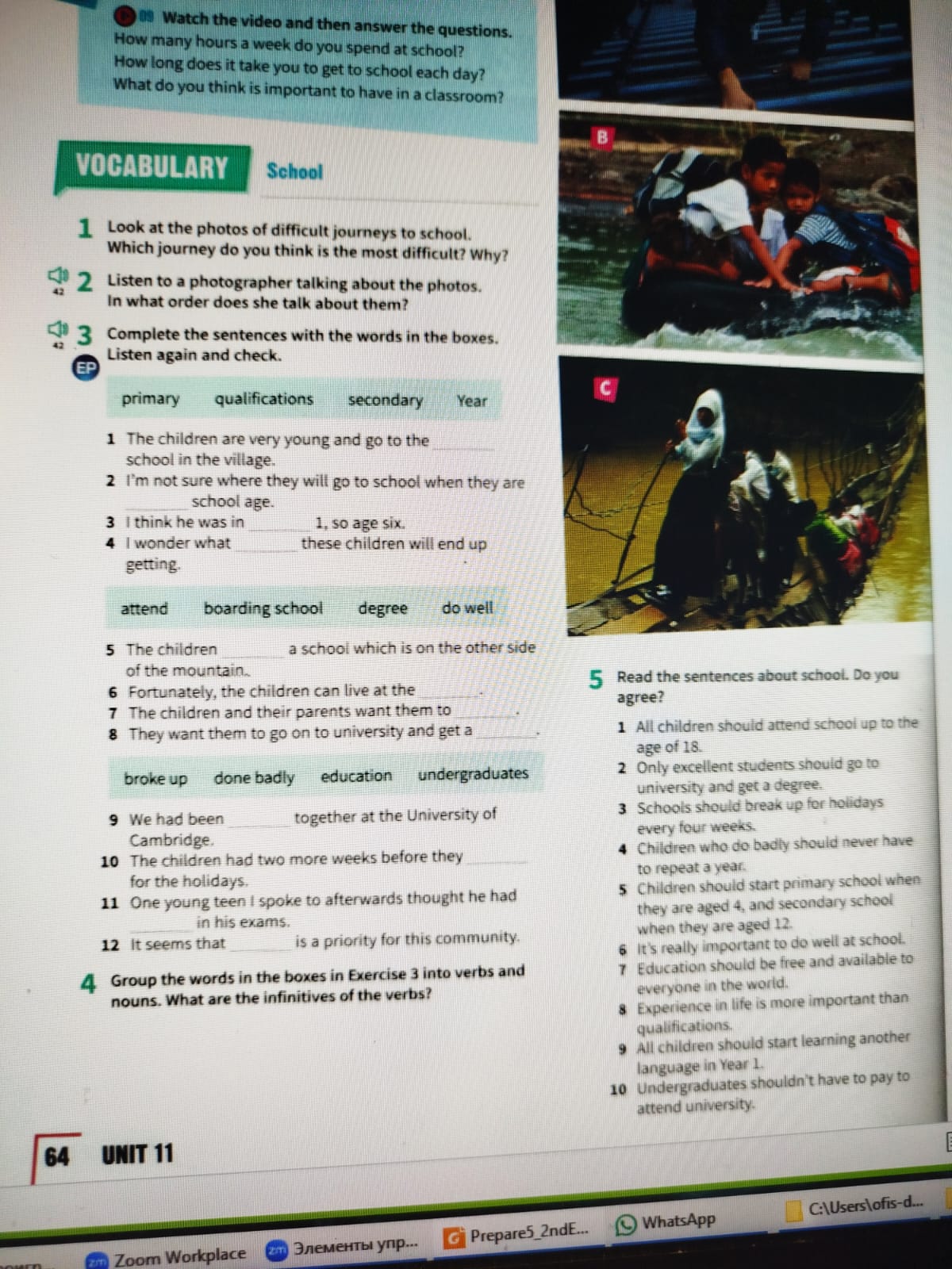 Фото задания: Complete the sentences with the words in the boxes.