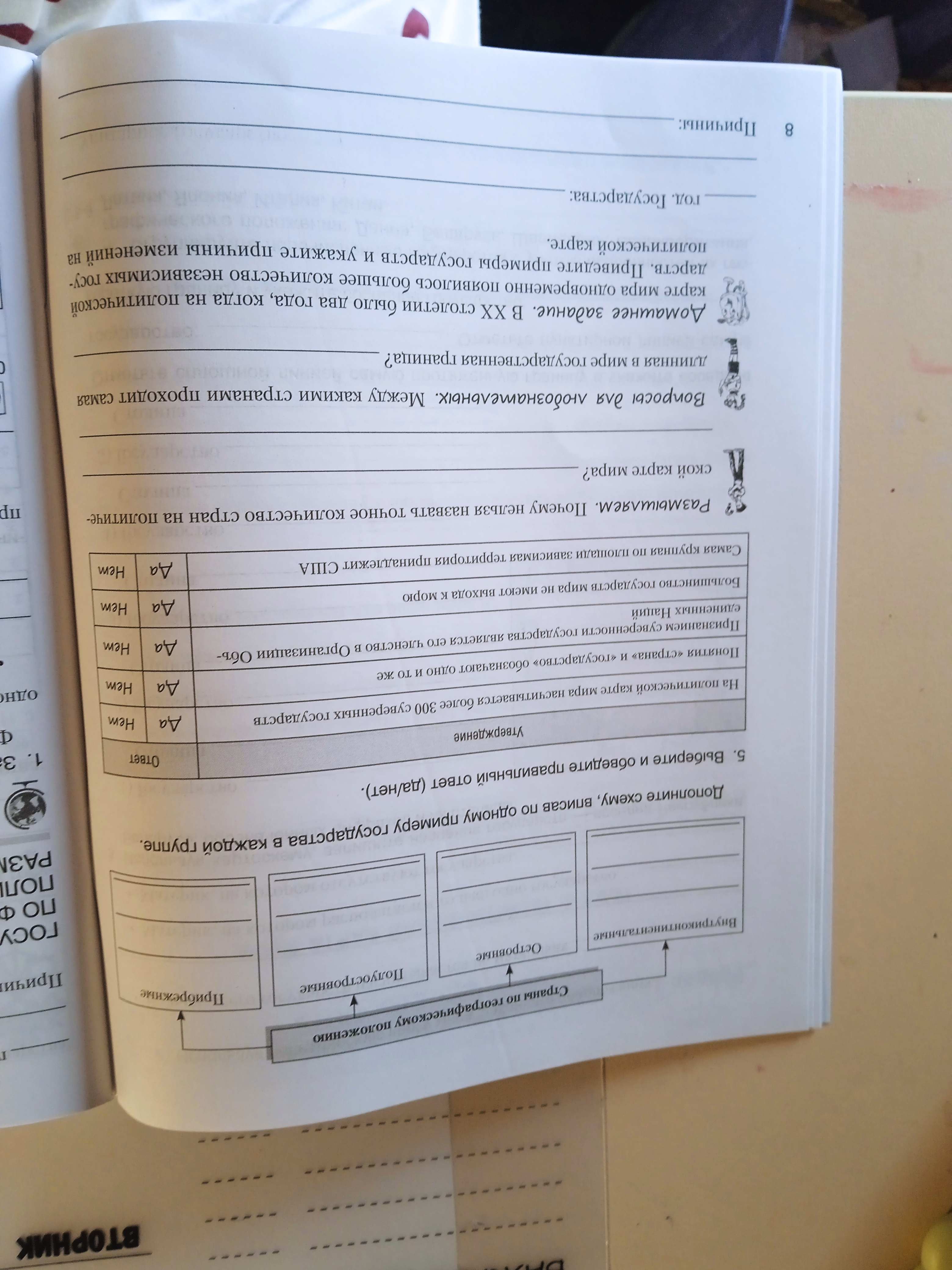 Фото задания: Размышляем. Почему нельзя назвать точное количество стран на политической карте мира?