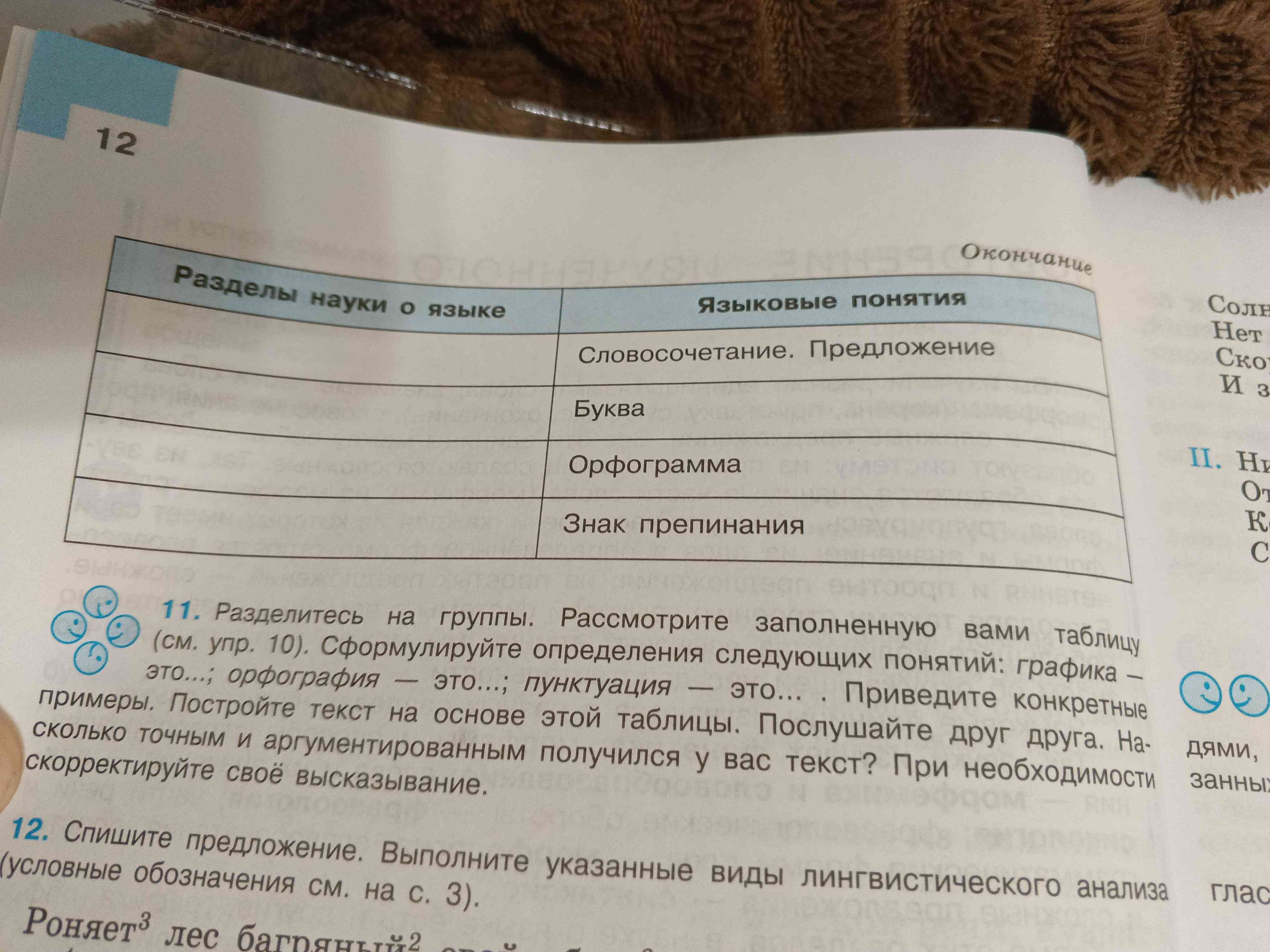 Фото задания: Спишите предложение. Выполните указанные виды лингвистического анализа (условные обозначения см. на с. 3). Роняет³ лес…