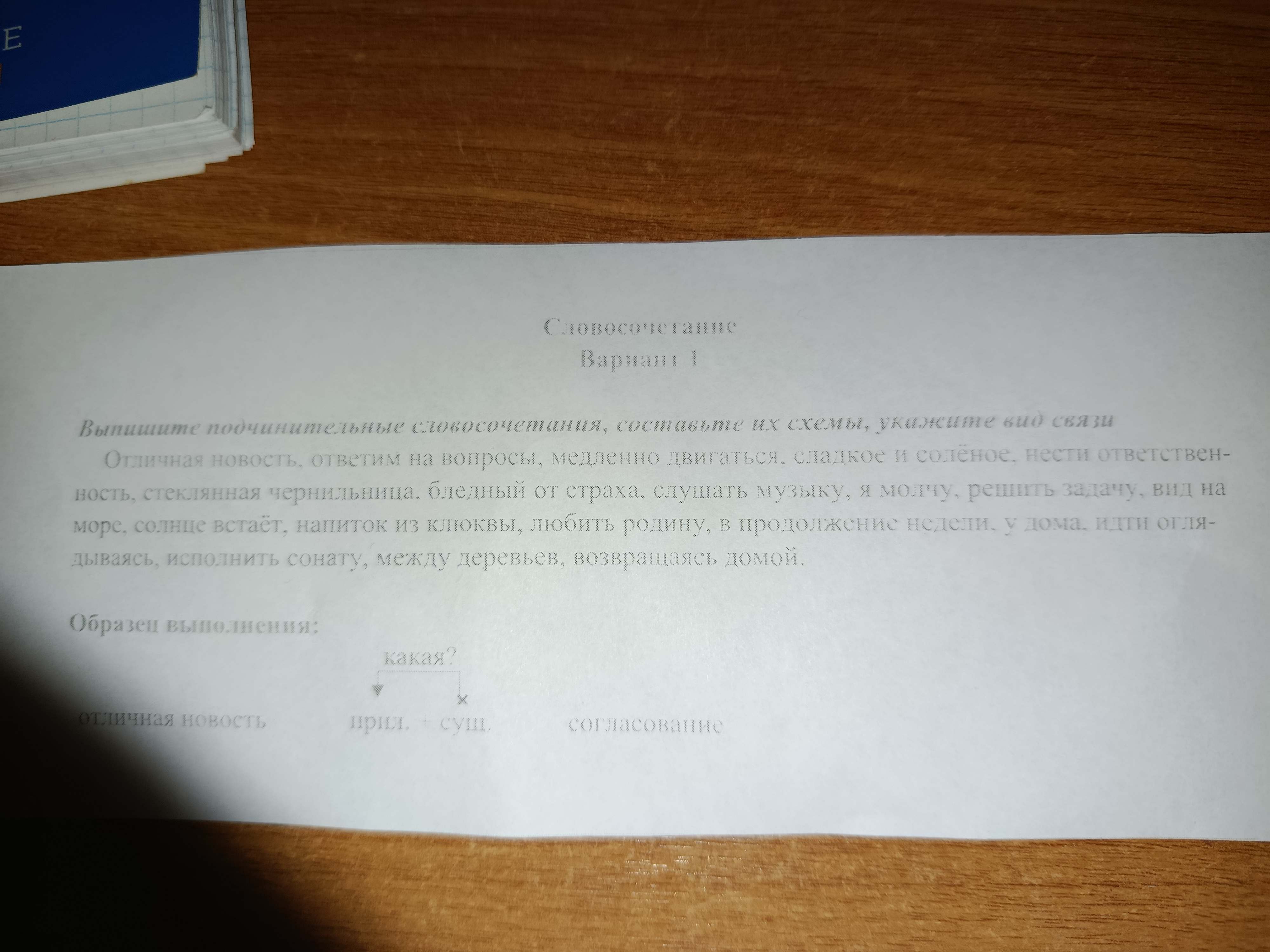 Фото задания: Выпишите подчинительные словосочетания, составьте их схемы, укажите вид связи: Отличная новость, ответим на вопросы, медленно…