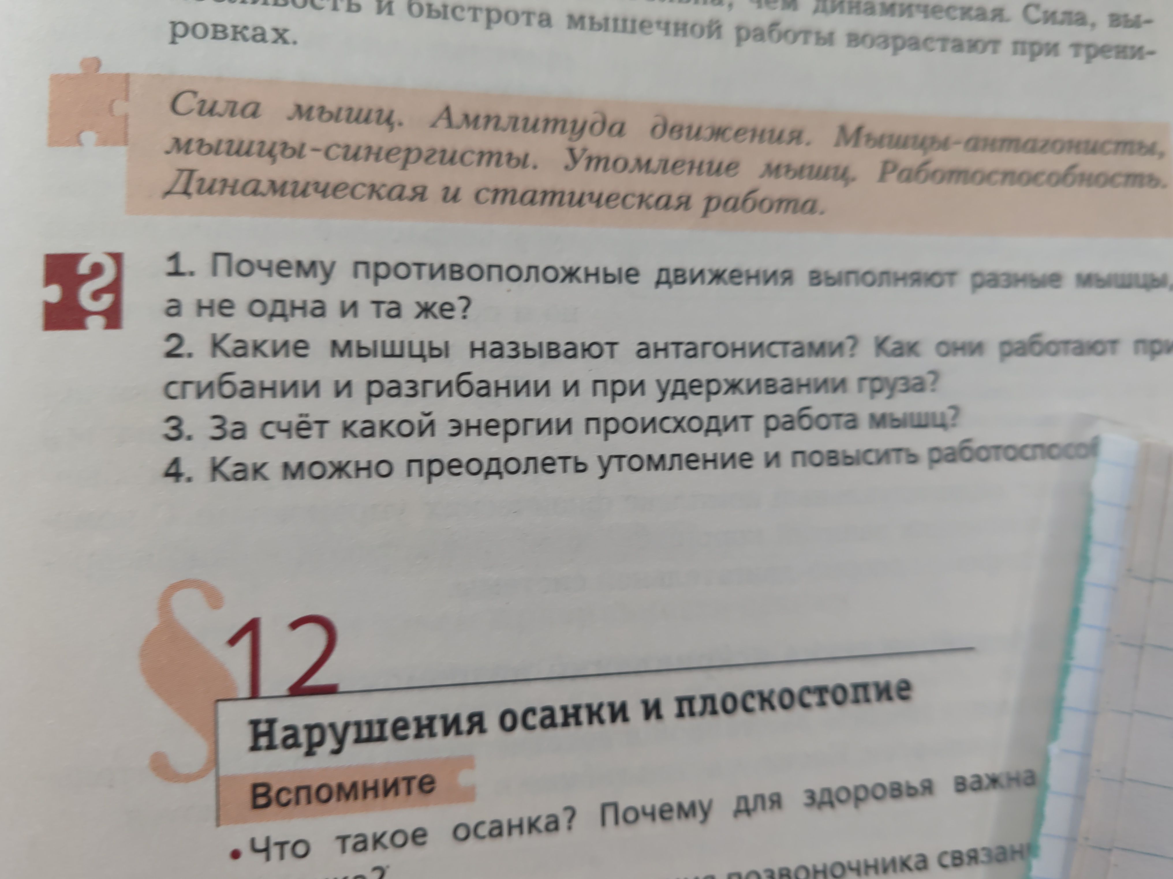 Фото задания: 3. За счёт какой энергии происходит работа мышц?