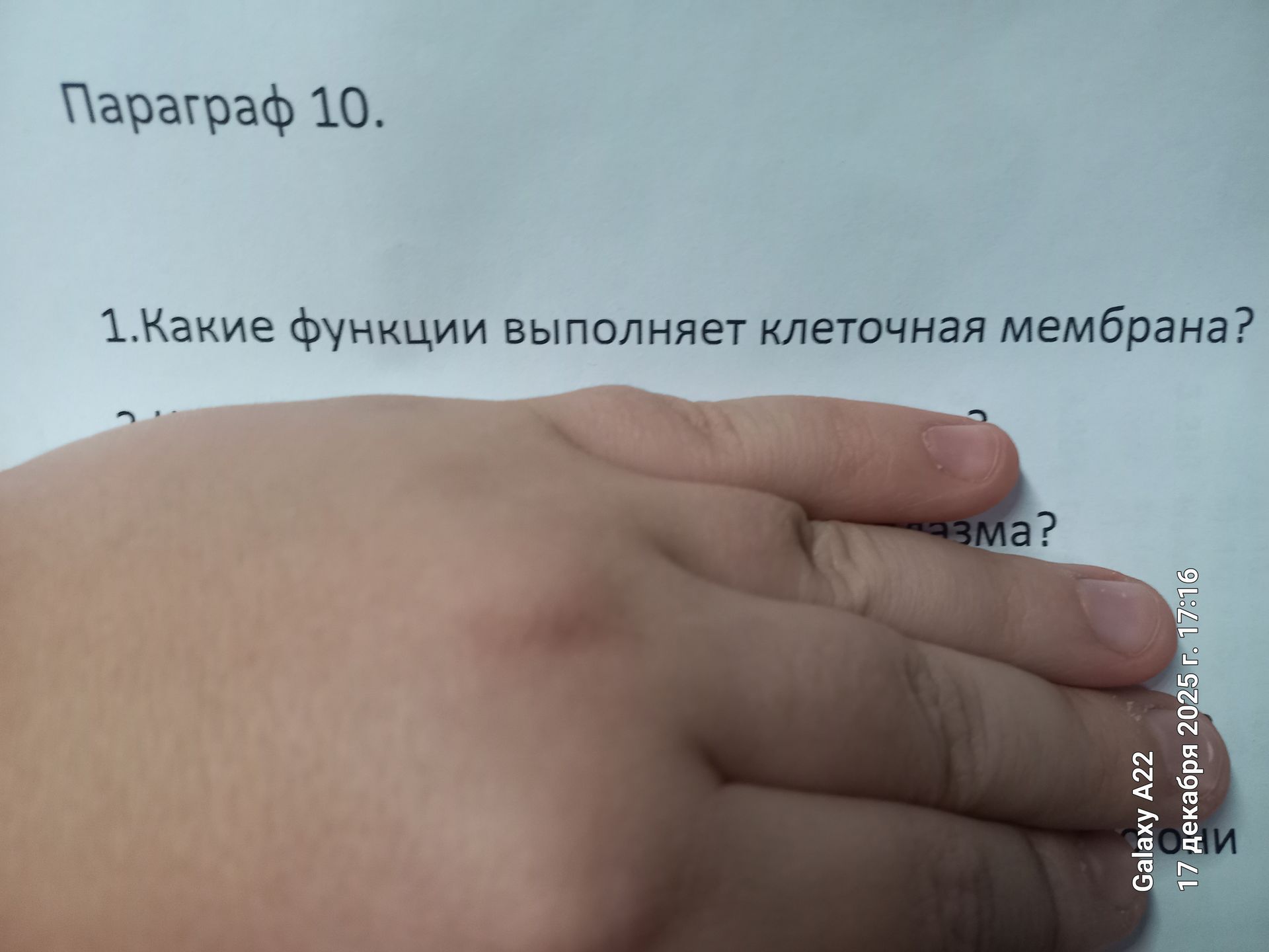 Фото задания: 1. Какие функции выполняет клеточная мембрана?
