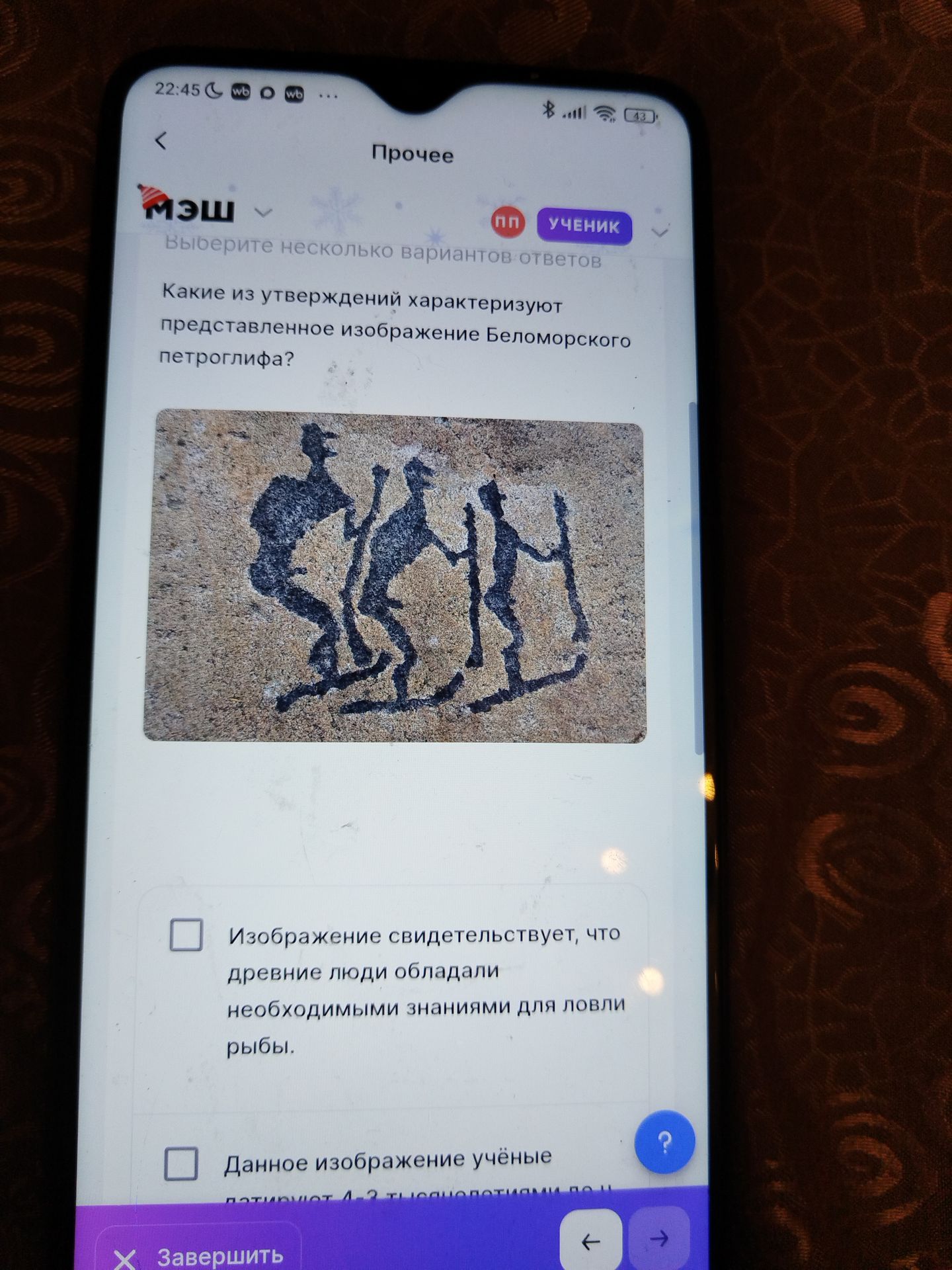 Фото задания: Какие из утверждений характеризуют представленное изображение Беломорского петроглифа?