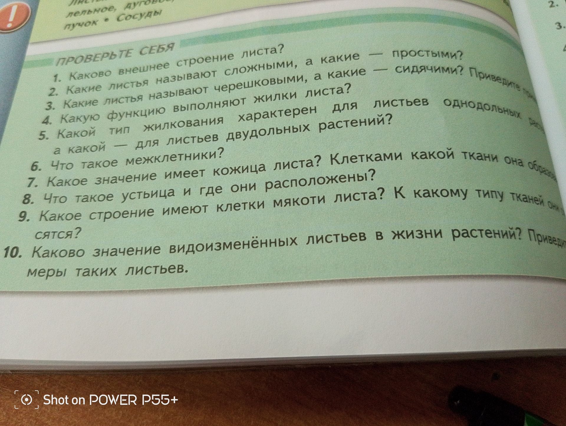 Фото задания: 10. Каково значение видоизмененных листьев в жизни растений? Приведите примеры таких листьев.