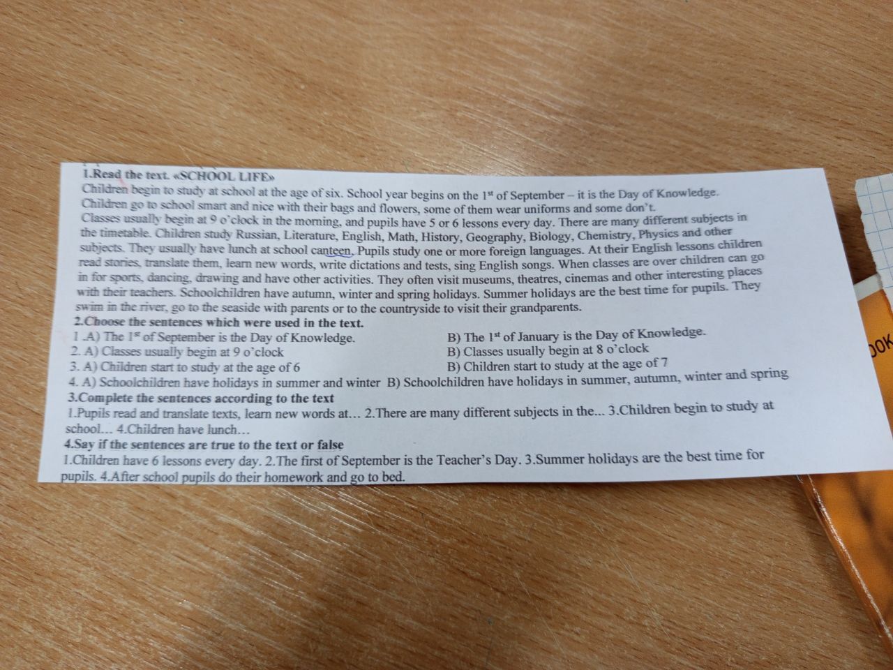 Фото задания: 1.Read the text.
