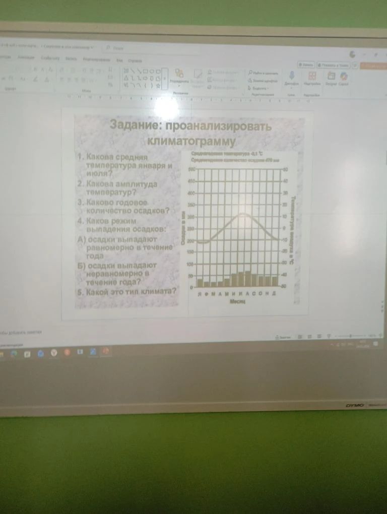 Фото задания: Задание: проанализировать климатограмму 1. Какова средняя температура января и июля? 2. Какова амплитуда температур? 3.…