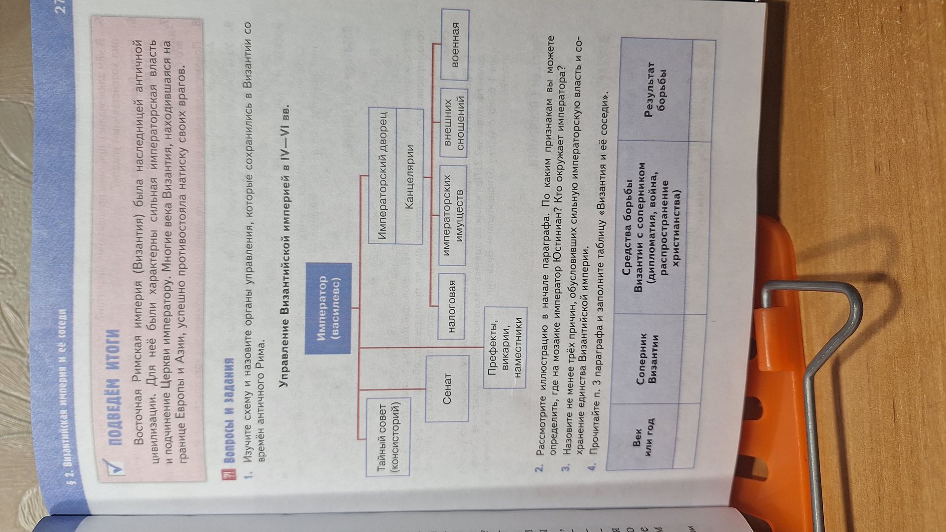 Фото задания: 2. Рассмотрите иллюстрацию в начале параграфа. По каким признакам вы можете определить, где на мозаике император Юстиниан?…