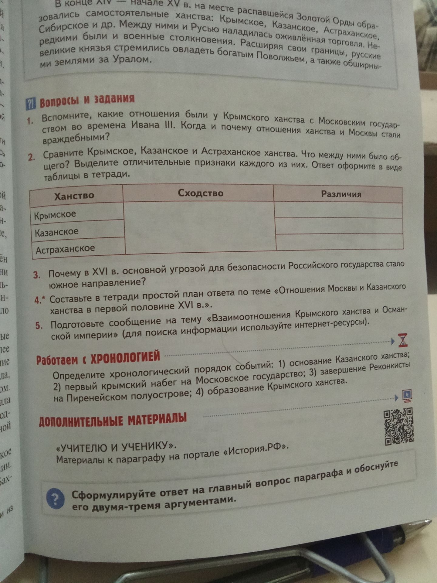 Фото задания: Сравните Крымское, Казанское и Астраханское ханства. Что между ними было общего? Выделите отличительные признаки каждого из…