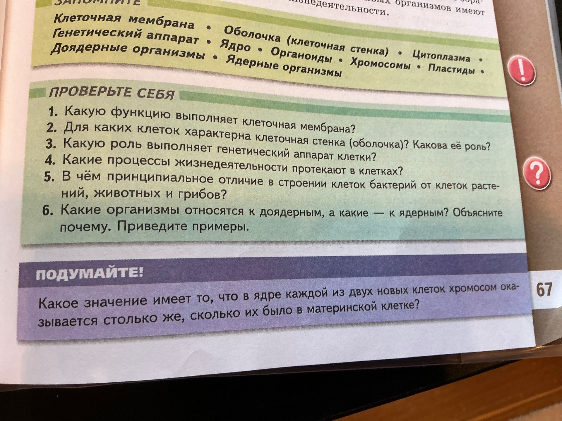 Фото задания: 1. Какую функцию выполняет клеточная мембрана?