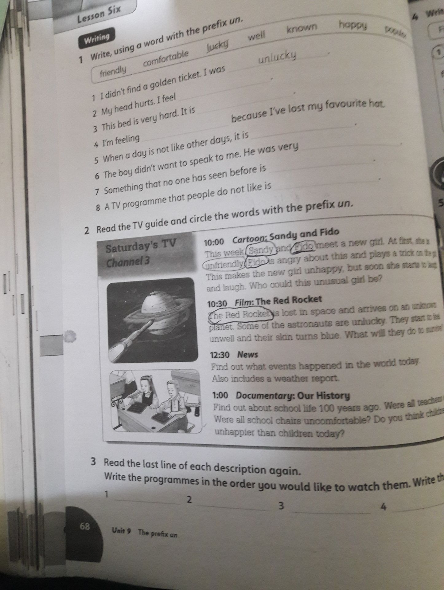 Фото задания: 3 Read the last line of each description again. Write the programmes in the order you would like to watch them.