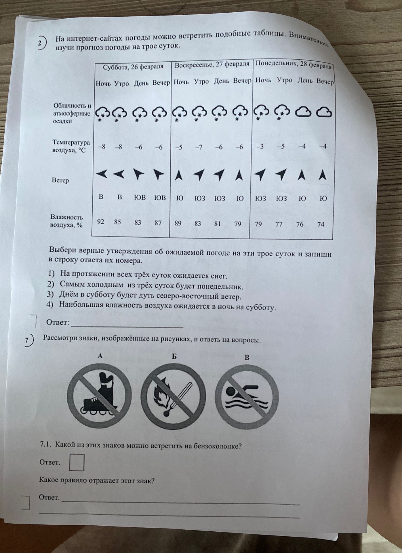 Фото задания: 7. Рассмотри знаки, изображённые на рисунках, и ответь на вопросы. 7.1. Какой из этих знаков можно встретить на бензоколонке?…