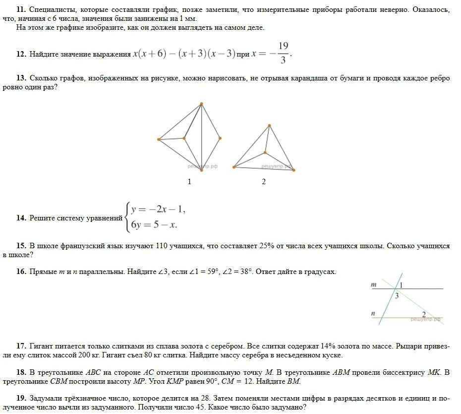 Фото задания: 14. Решите систему уравнений y = -2x - 1, 6y = 5 - x.