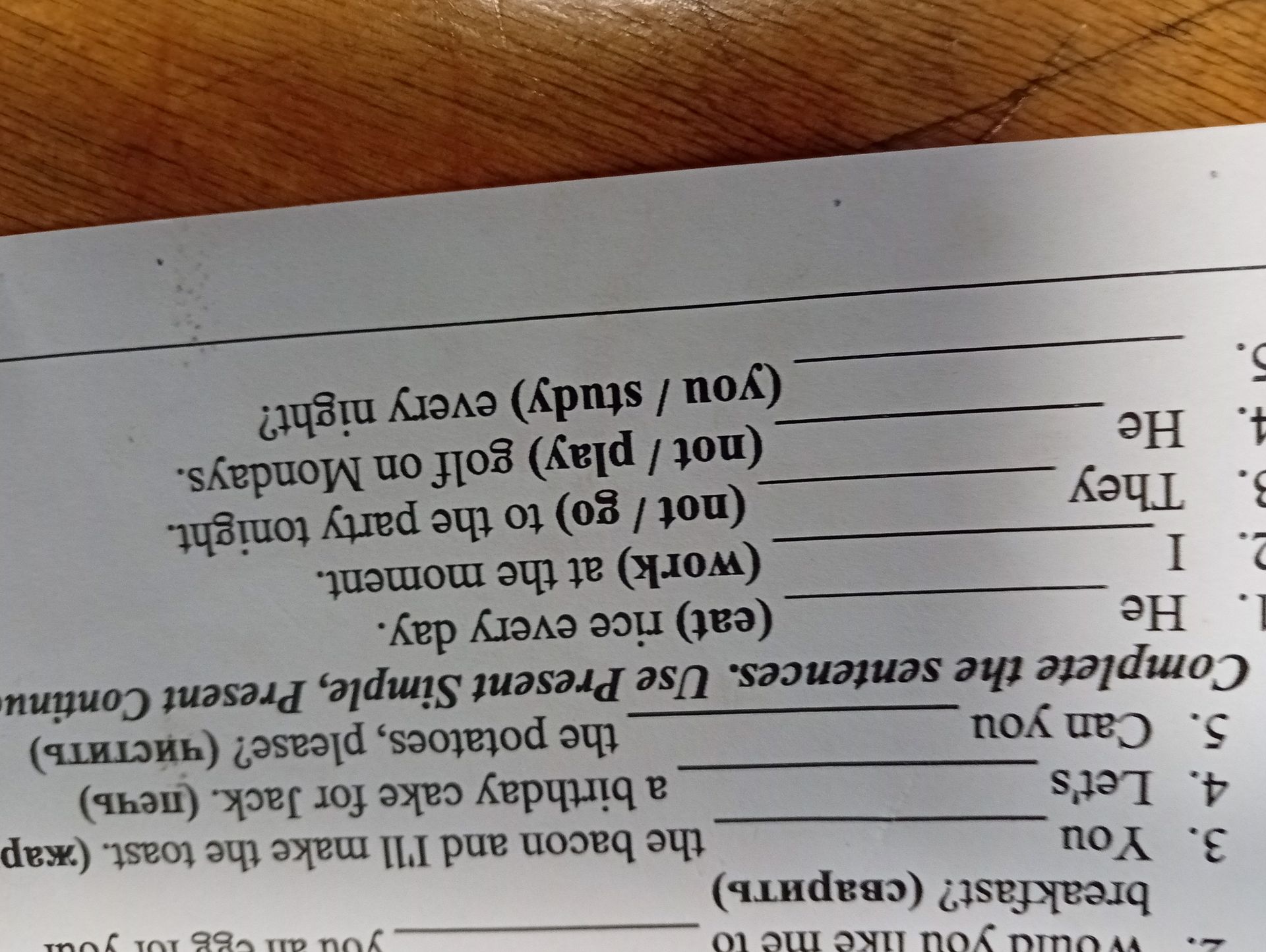 Фото задания: Fill in the gaps with the correct form of the verbs in brackets. Use Present Simple or Present Continuous.