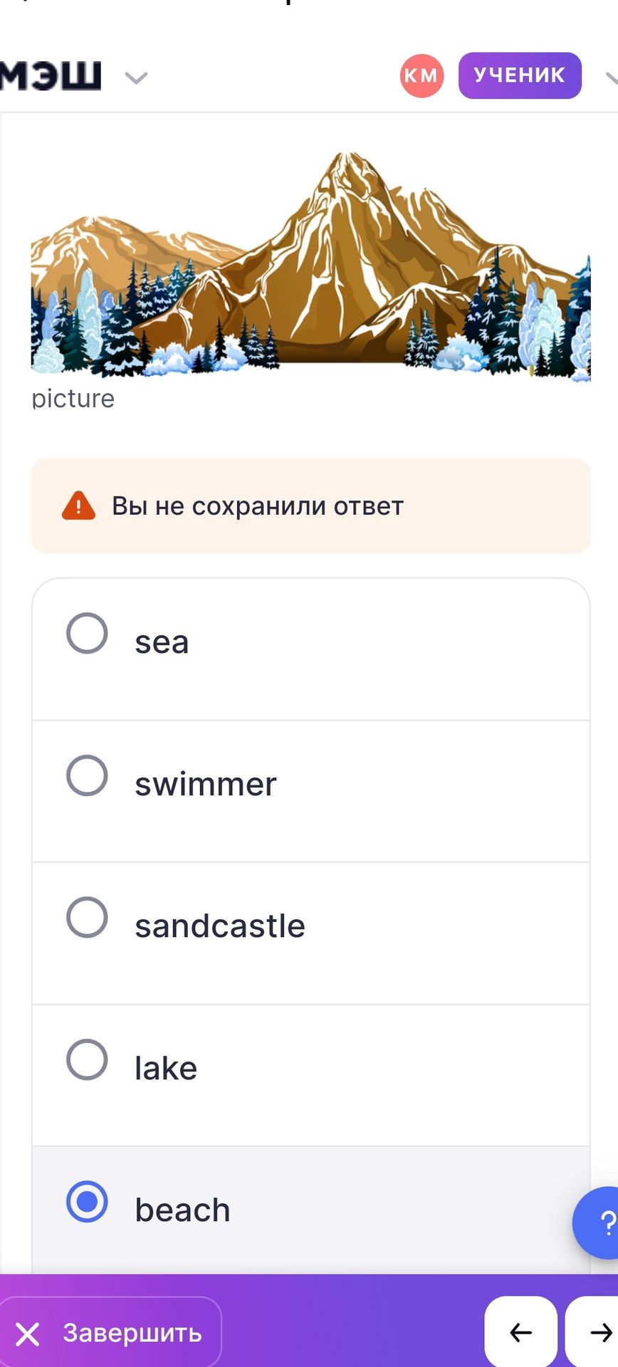 Фото задания: Choose the correct word for the picture.