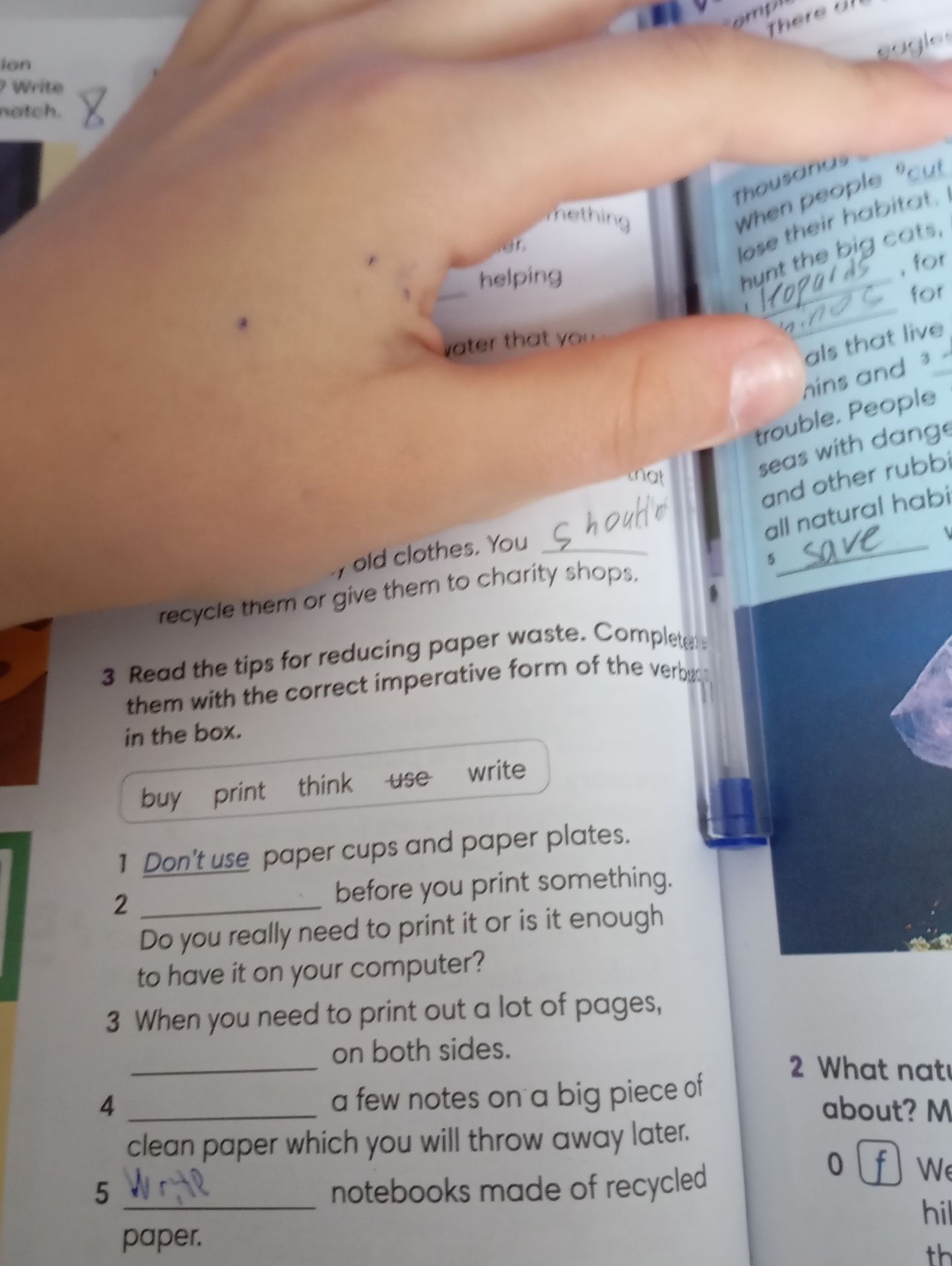 Фото задания: 3 Read the tips for reducing paper waste. Complete them with the correct imperative form of the verbs in the box. buy print…