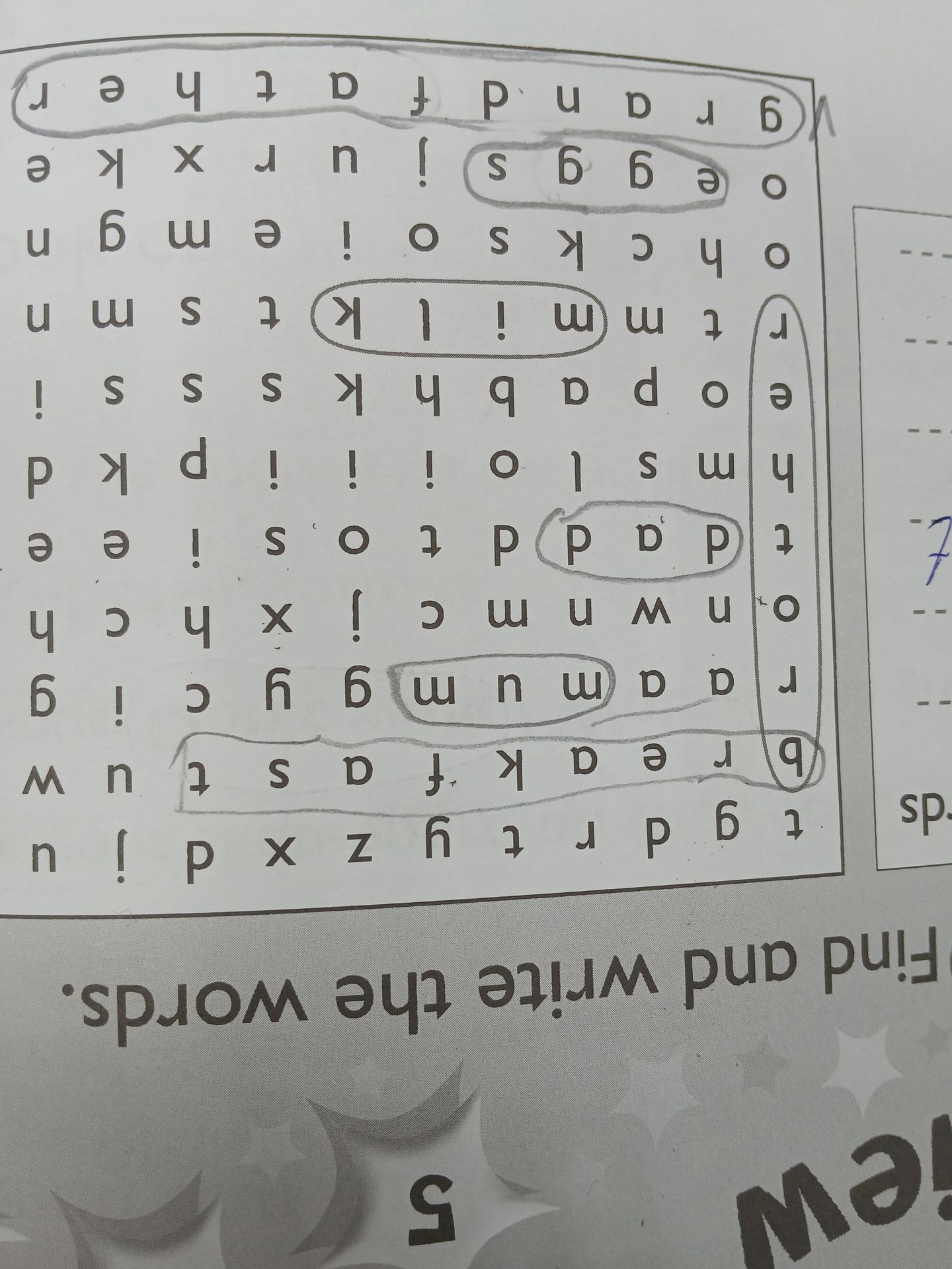 Фото задания: Find and write the words.