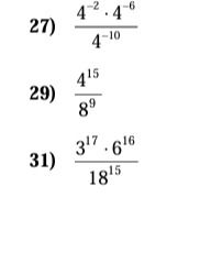 Фото задания: 29) \(\frac{4^{15}}{8^9}\)