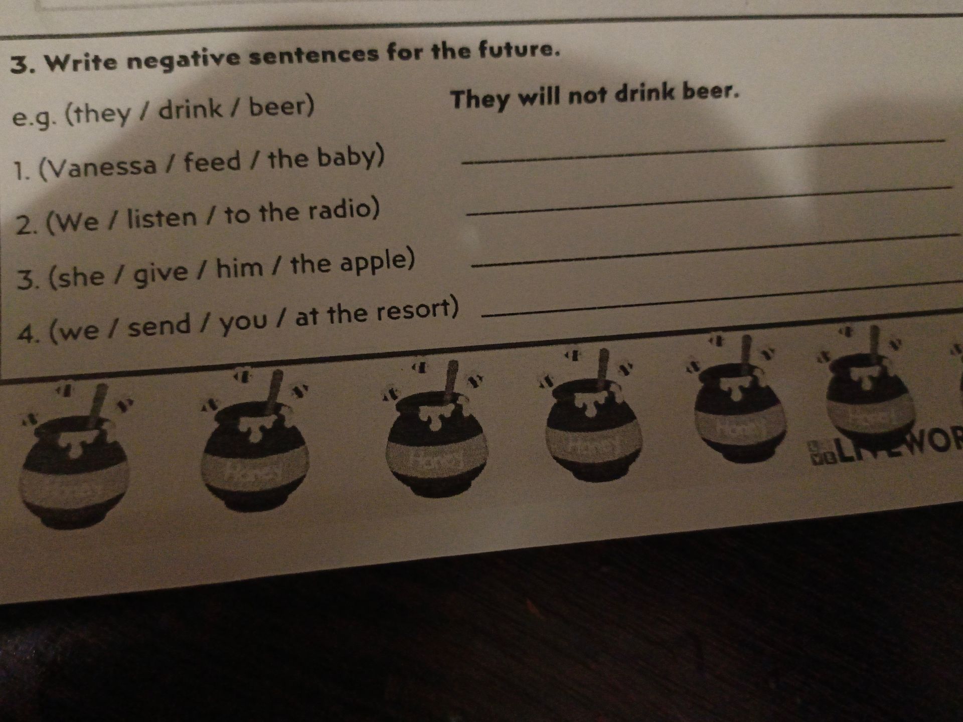 Фото задания: Write negative sentences for the future.