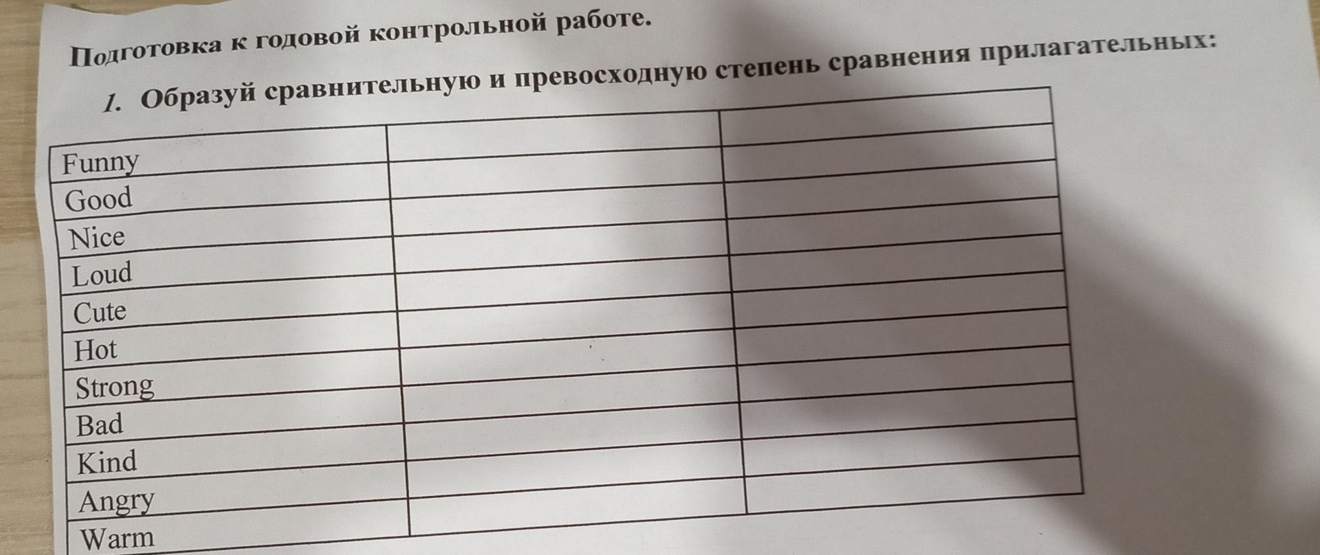 Фото задания: Подготовка к годовой контрольной работе. 1. Образуй сравнительную и превосходную степень сравнения прилагательных: