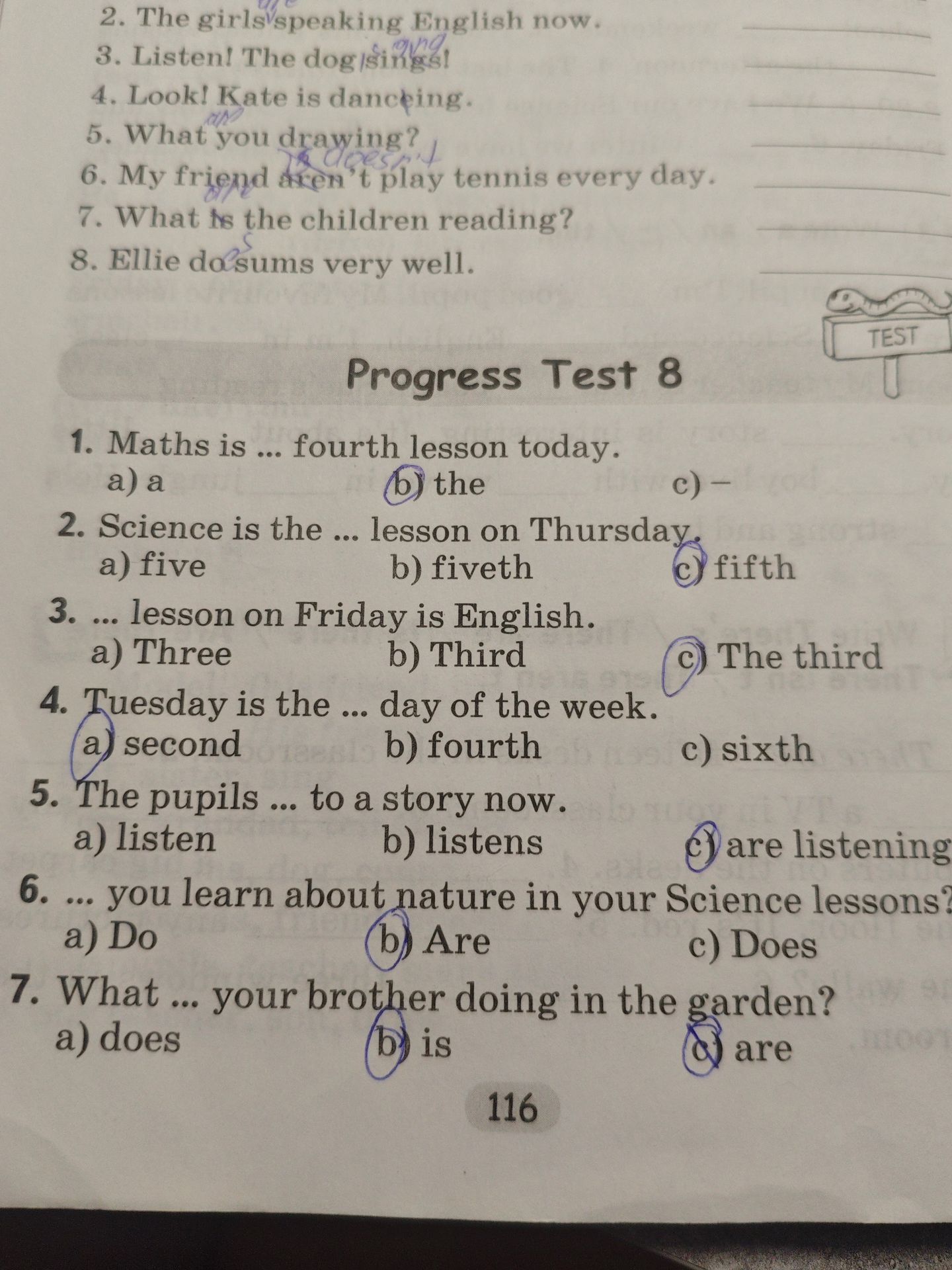 Фото задания: 1. Maths is ... fourth lesson today. a) a b) the c) -