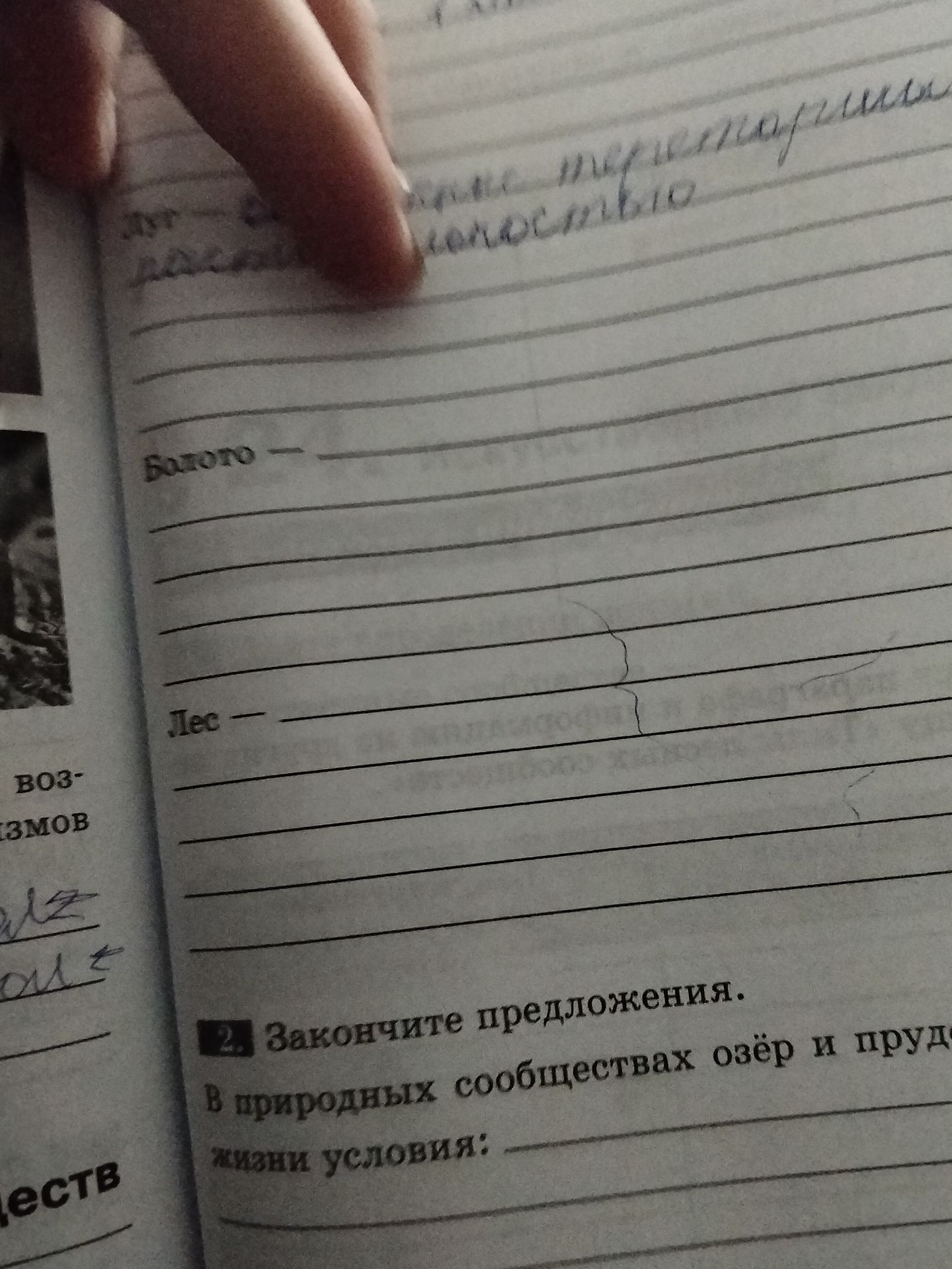 Фото задания: The question in the image is a fill-in-the-blanks task related to natural communities. Specifically, it asks to complete…