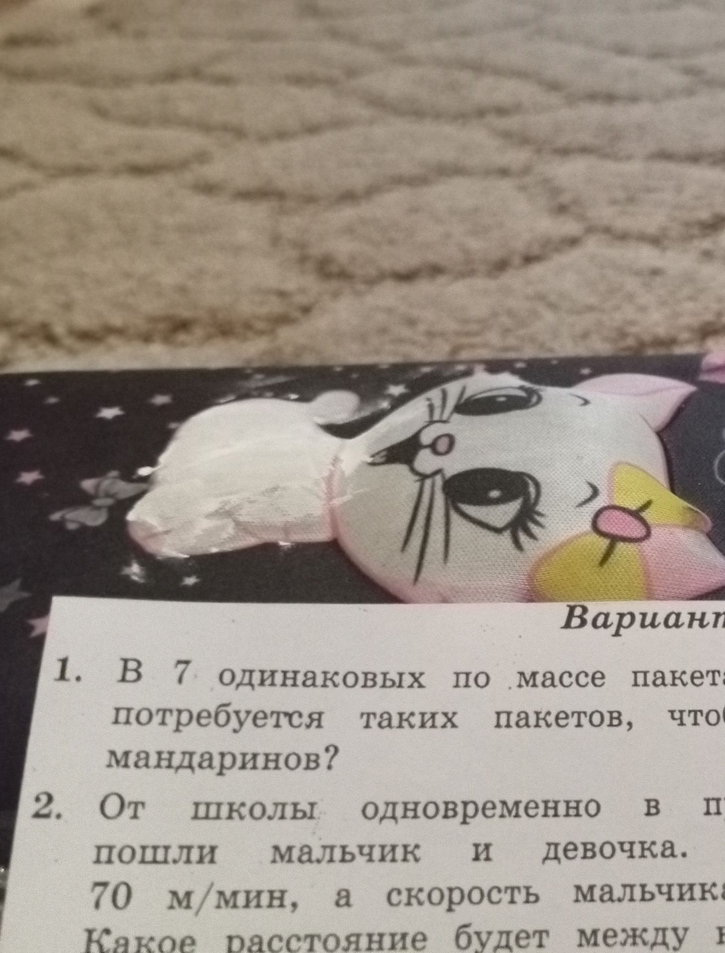 Фото задания: 2. От школы одновременно в противоположных направлениях пошли мальчик и девочка. Скорость мальчика 70 м/мин, а скорость…