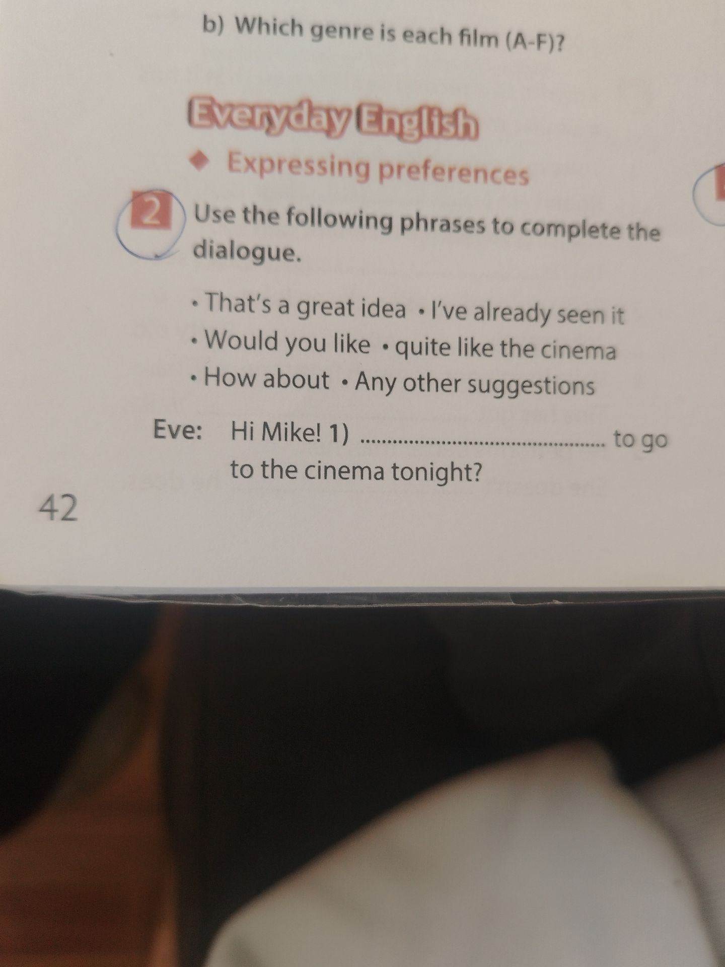Фото задания: Fill in the blank in the dialogue using the provided phrases.