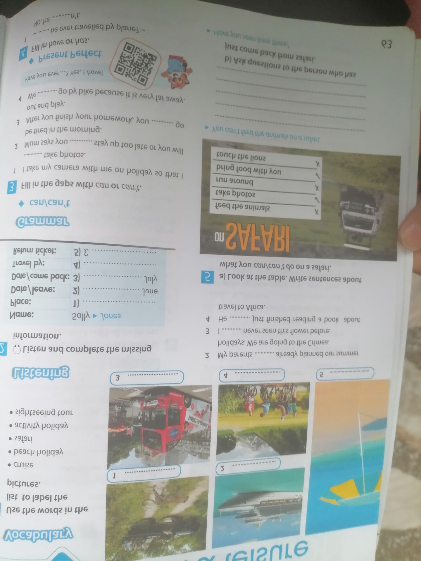 Фото задания: 4. Write sentences about what you can/can't do on a safari.