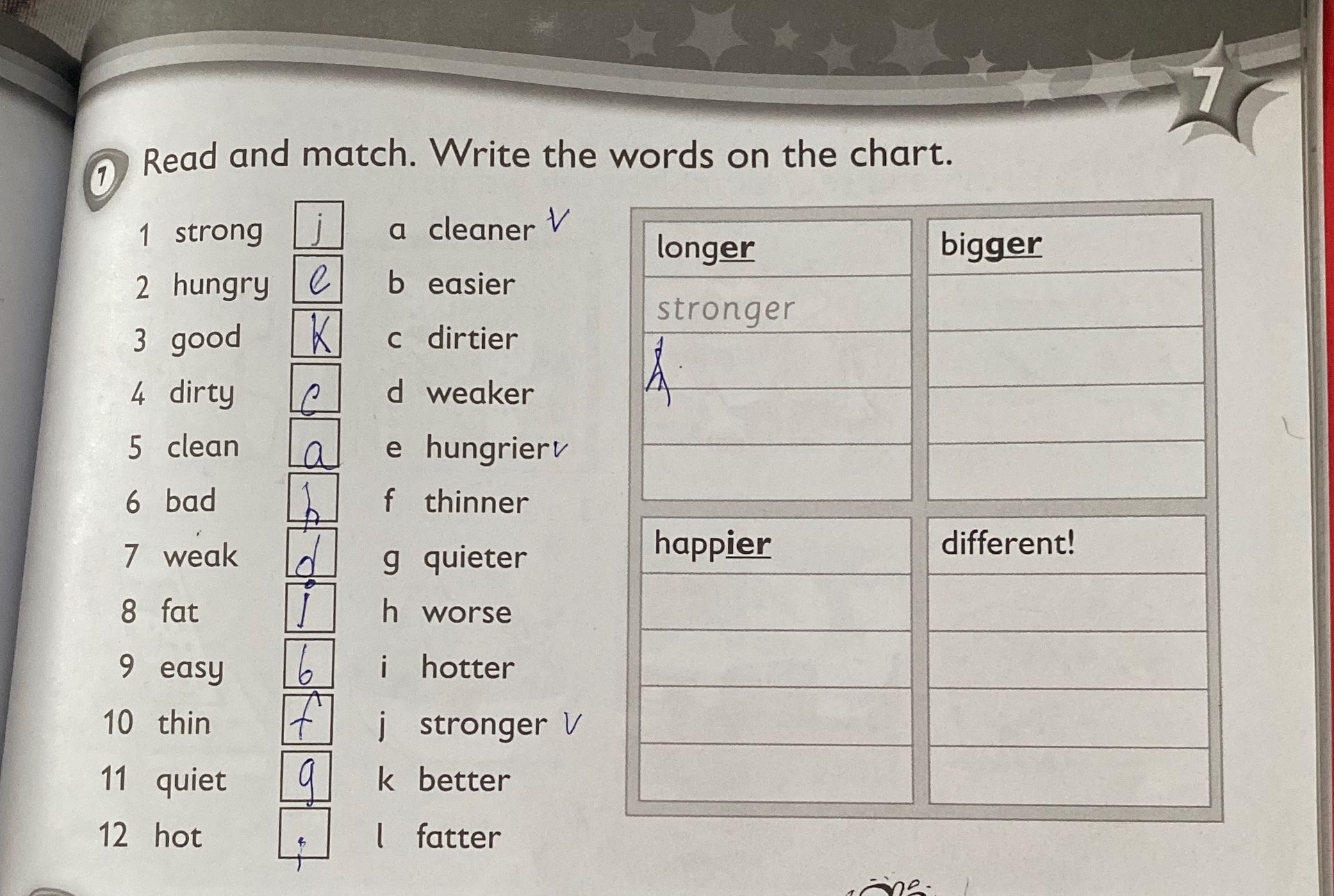Фото задания: Read and match. Write the words on the chart.