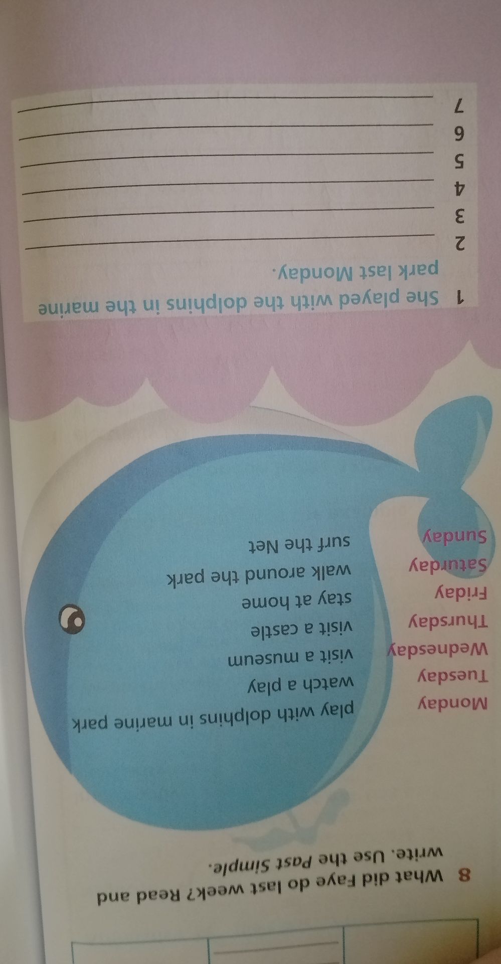 Фото задания: 8 What did Faye do last week? Read and write. Use the Past Simple.