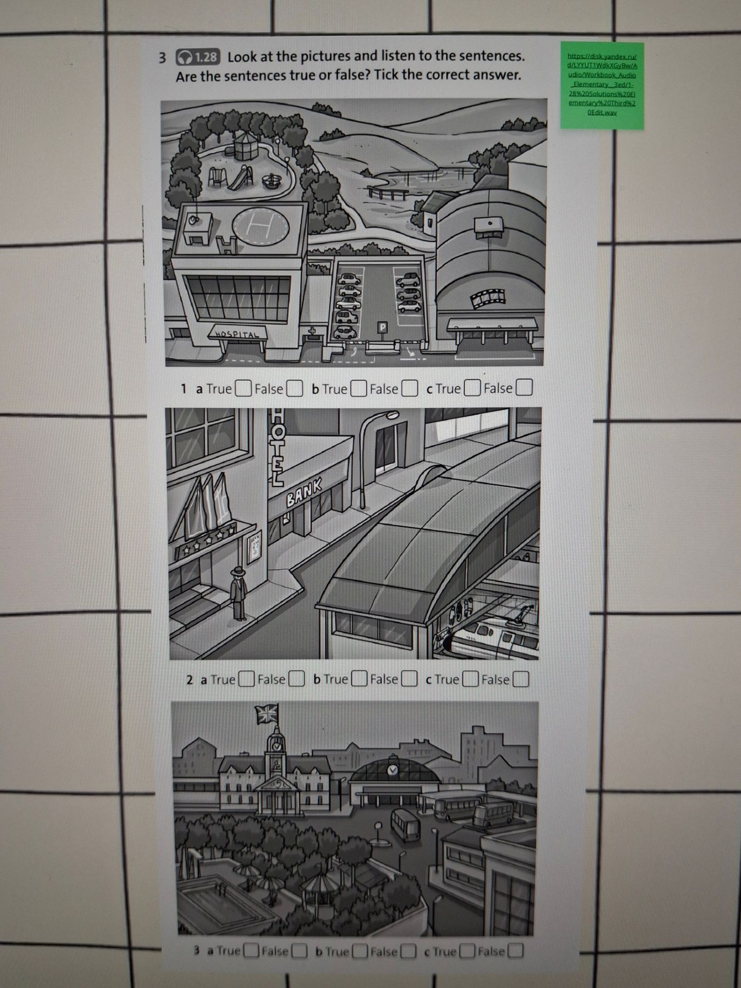 Фото задания: 2 Look at the pictures and listen to the sentences. Are the sentences true or false? Tick the correct answer.