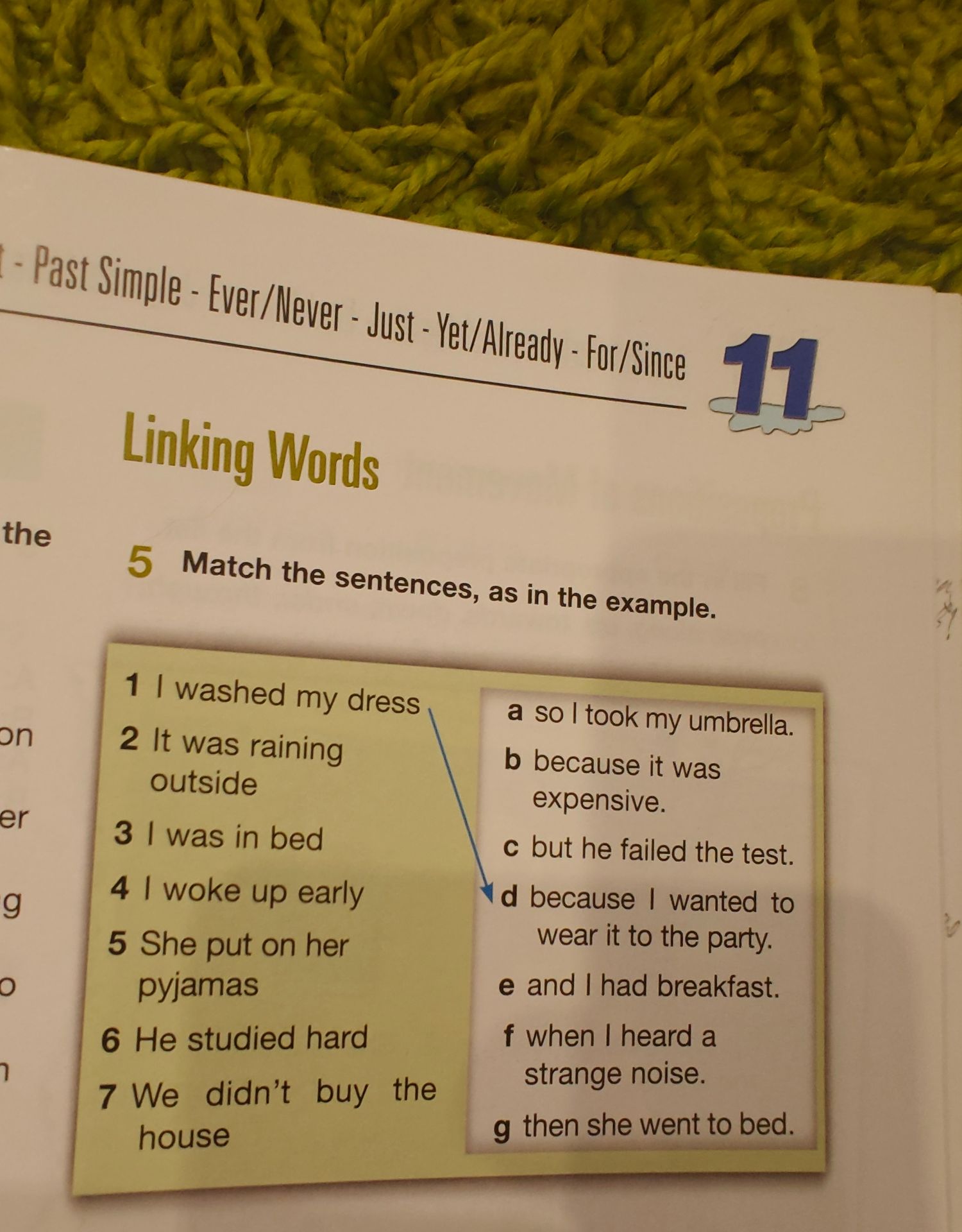 Фото задания: Match the sentences, as in the example.