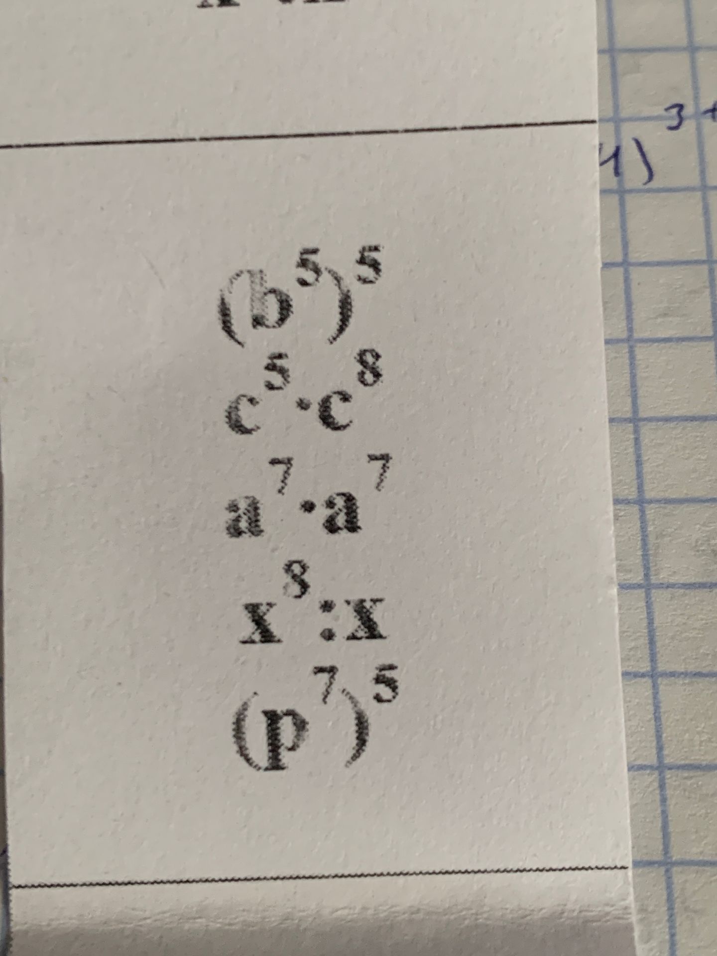 Фото задания: Simplify the following expressions: (b^5)^5 c^5 * c^8 a^7 * a^7 x^8 : x (p^7)^5