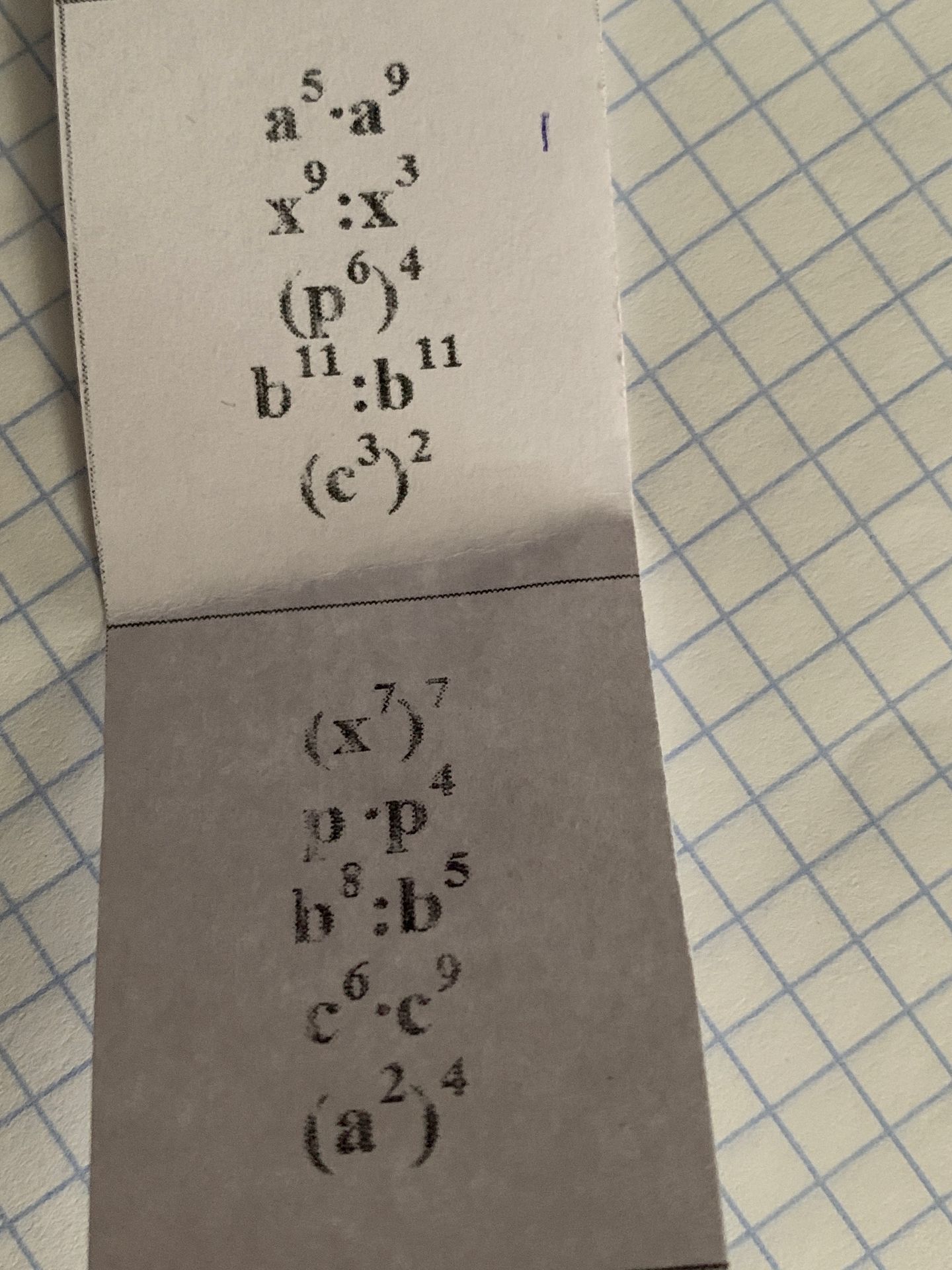 Фото задания: Simplify the following expressions: a^5 \(\cdot\) a^9 b^{11} : b^{11} x^9 : x^3 (p^6)^4 (c^3)^2 (x^7)^7 p^4 \(\cdot\) p^4 b^8…