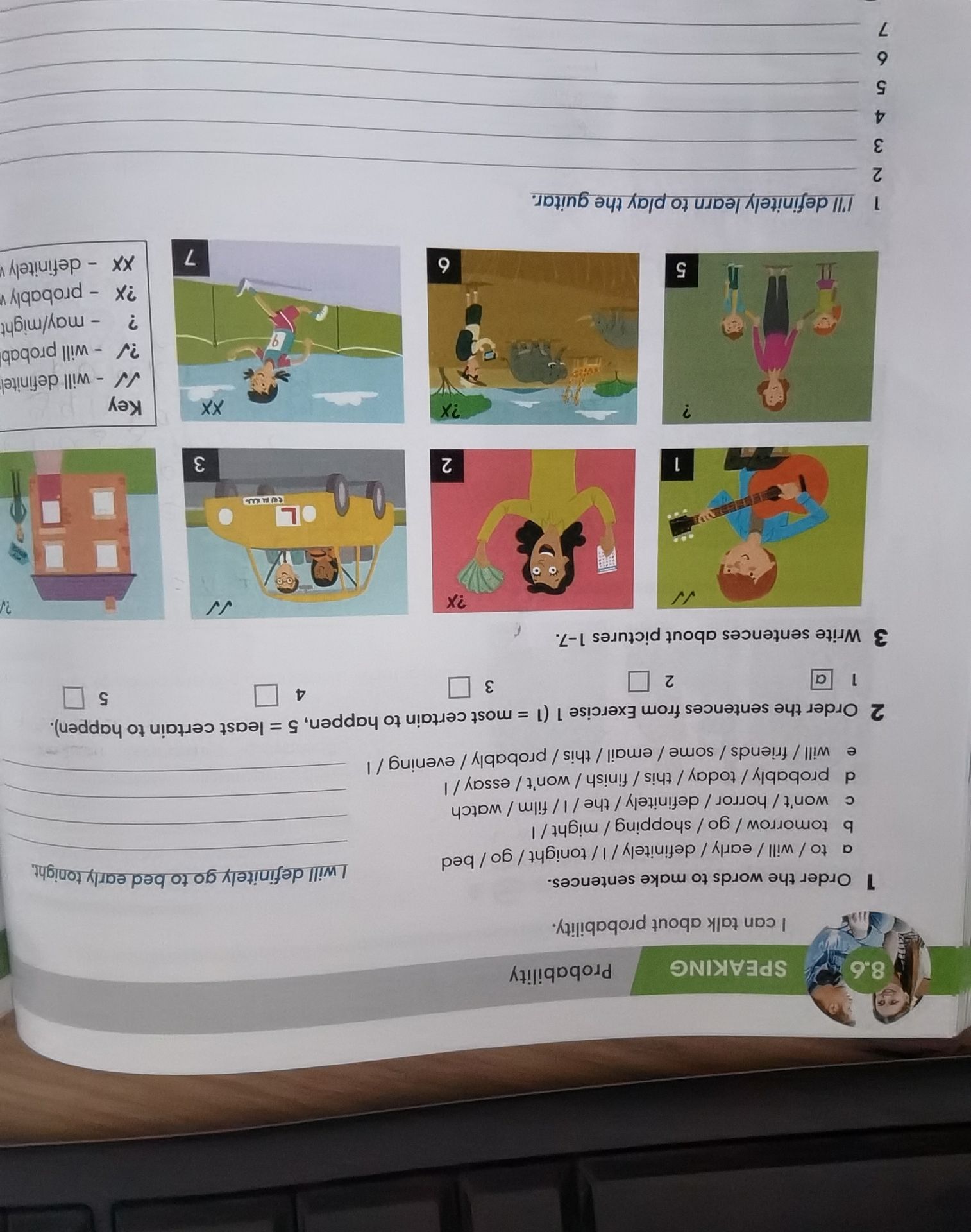 Фото задания: 3 Write sentences about pictures 1-7.