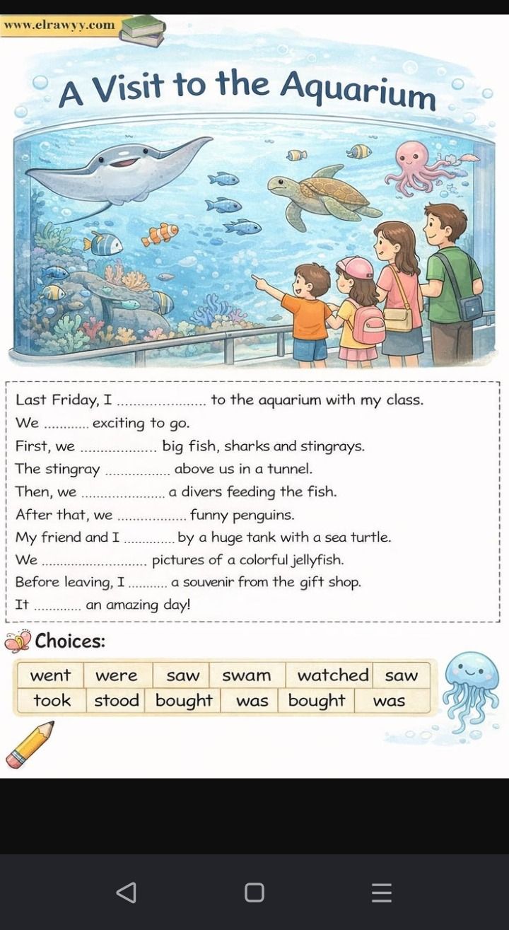 Фото задания: After that, we ______ funny penguins.