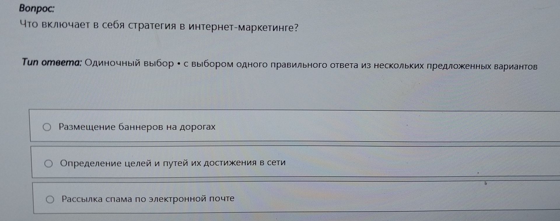 Фото задания: Что включает в себя стратегия в интернет-маркетинге?