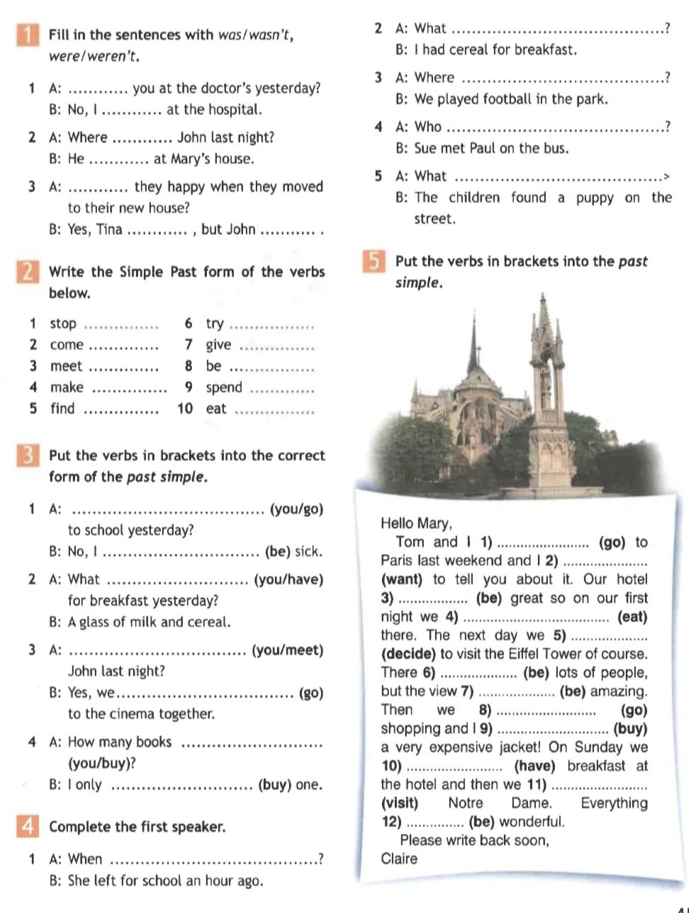 Фото задания: Write the Simple Past form of the verbs below.