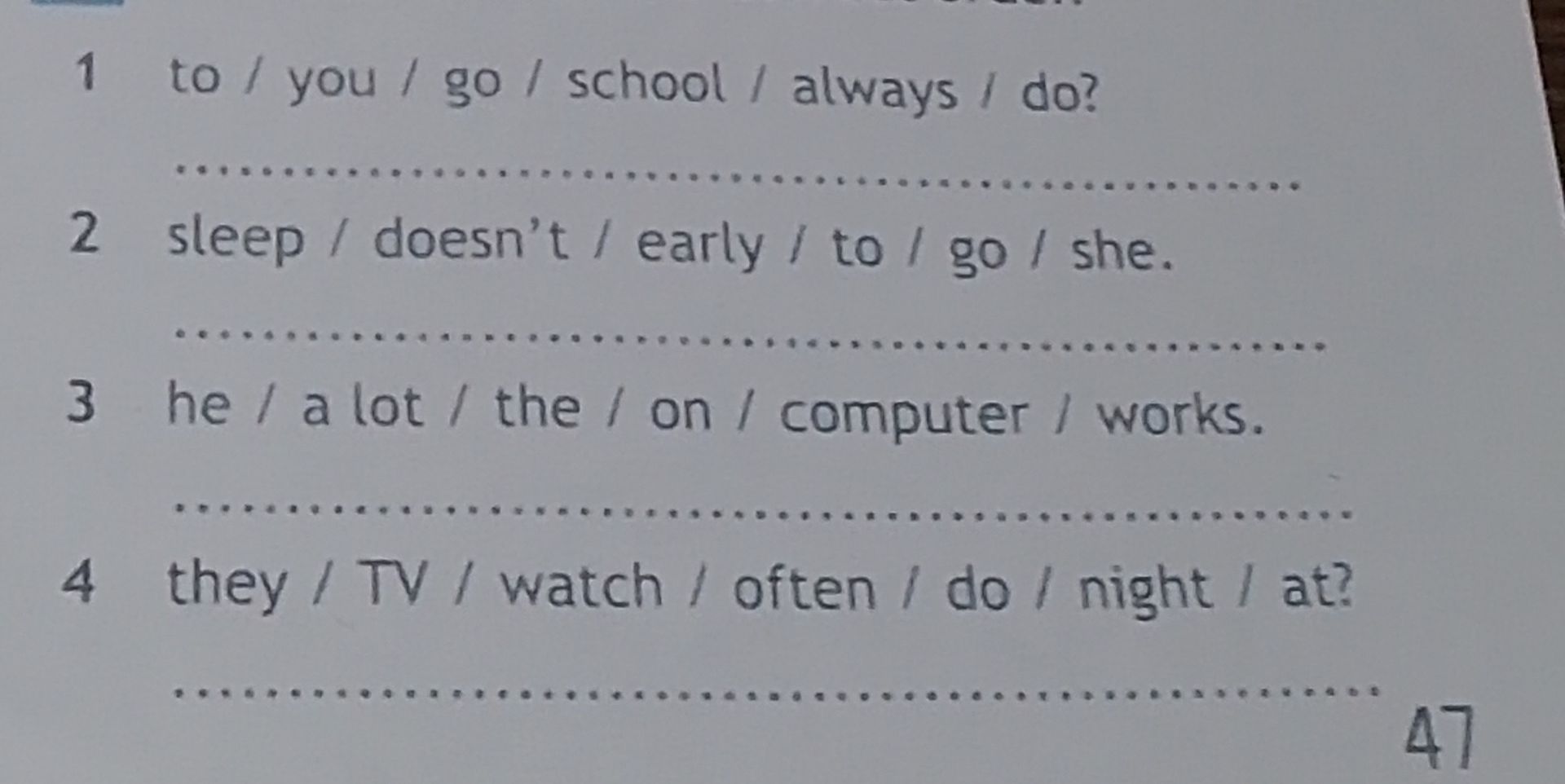 Фото задания: they / TV / watch / often / do / night / at?