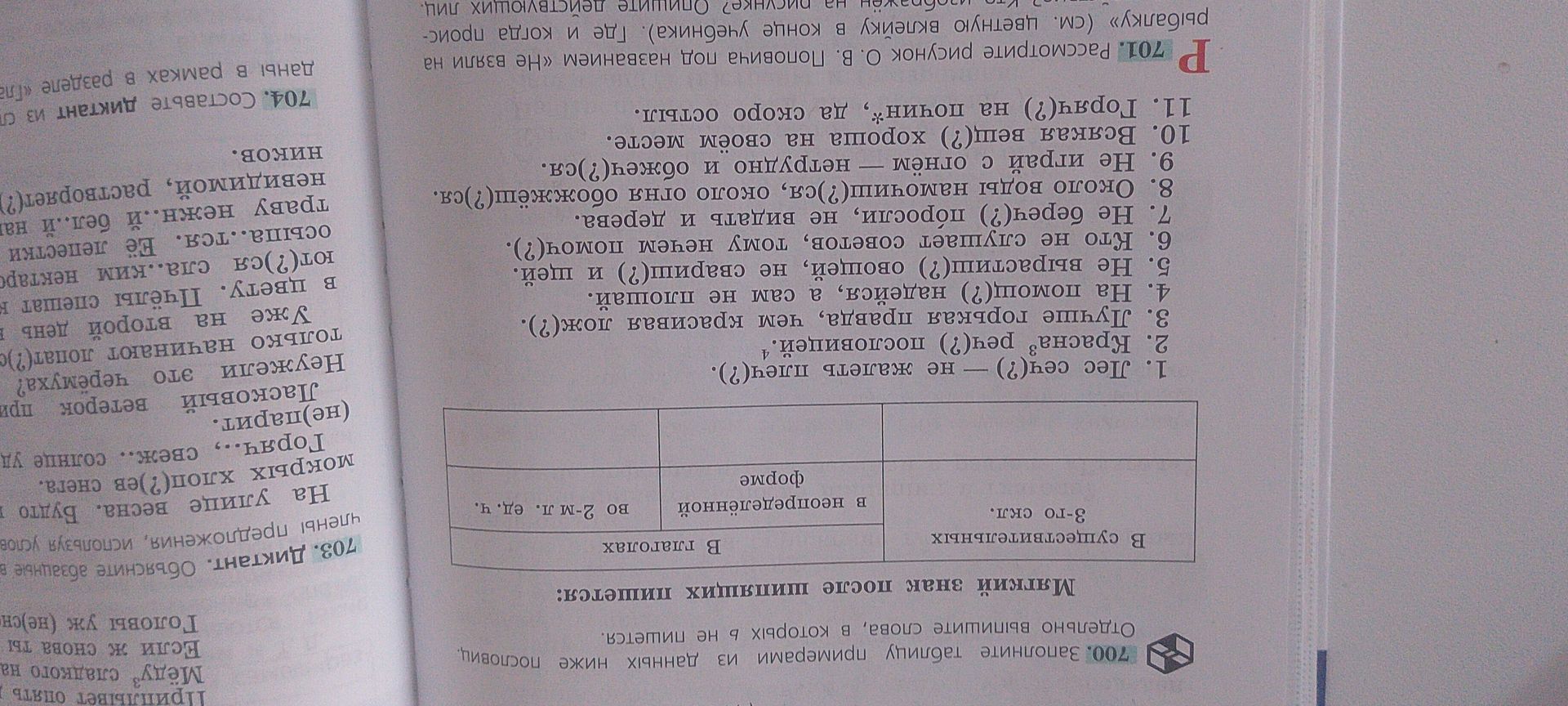 Фото задания: 703. Диктант. Объясните абзацные члены предложения, используя условные обозначения.