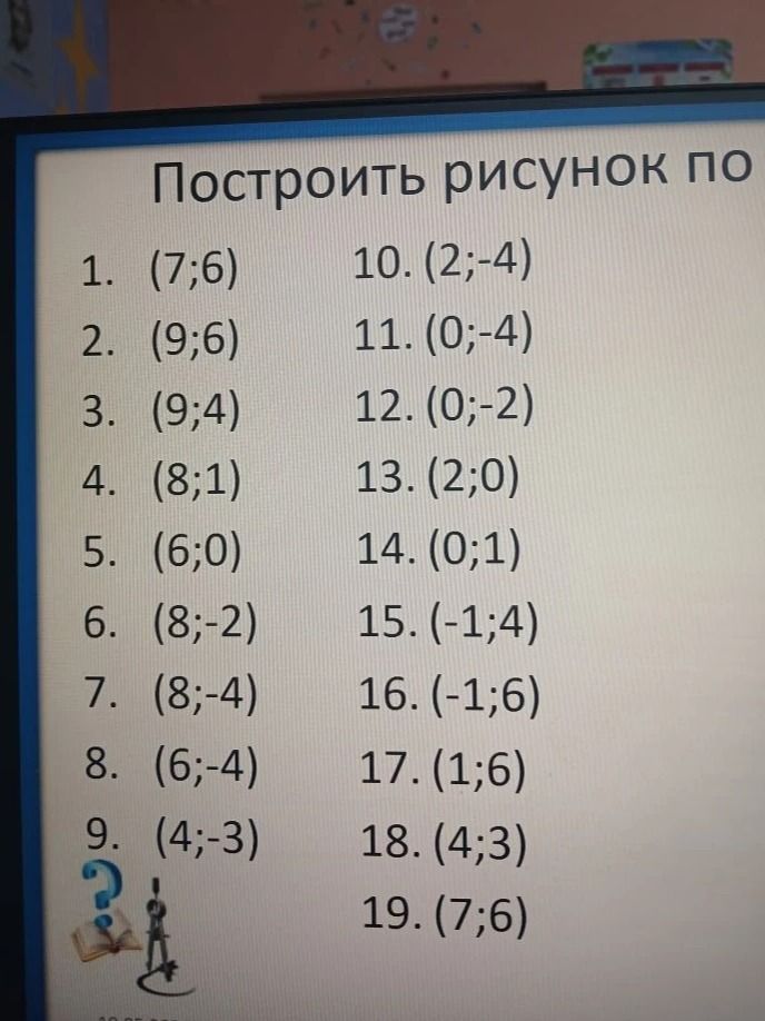 Фото задания: Построить рисунок по