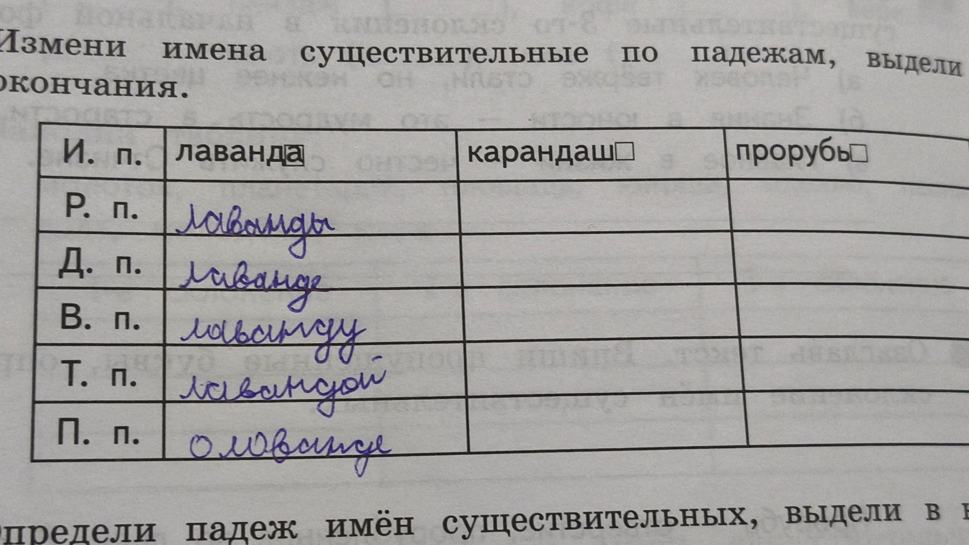 Фото задания: Измени имена существительные по падежам, выдели окончания.