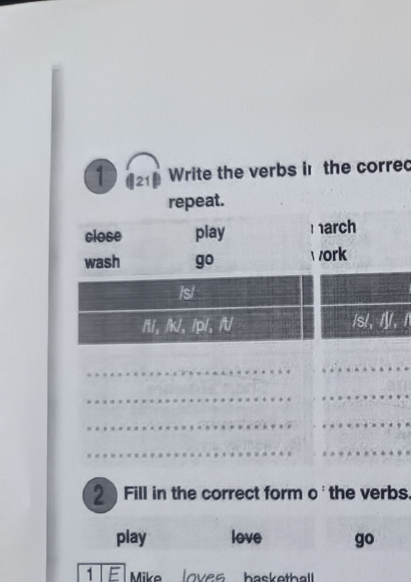 Фото задания: Write the verbs in the correct form. Listen and repeat.