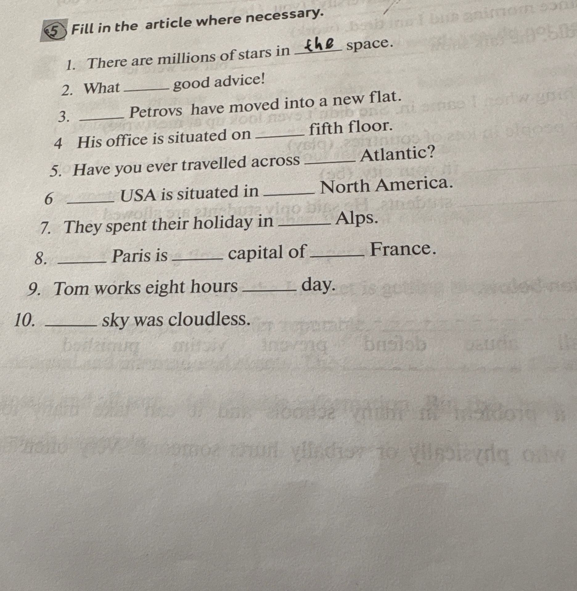 Фото задания: Fill in the article where necessary.