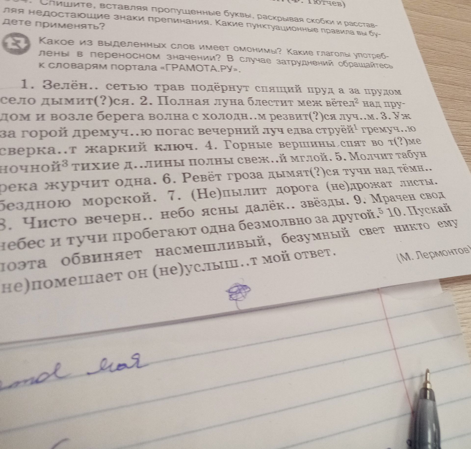 Фото задания: Спишите, вставляя пропущенные буквы, раскрывая скобки и расставляя недостающие знаки препинания. Какие пунктуационные правила…